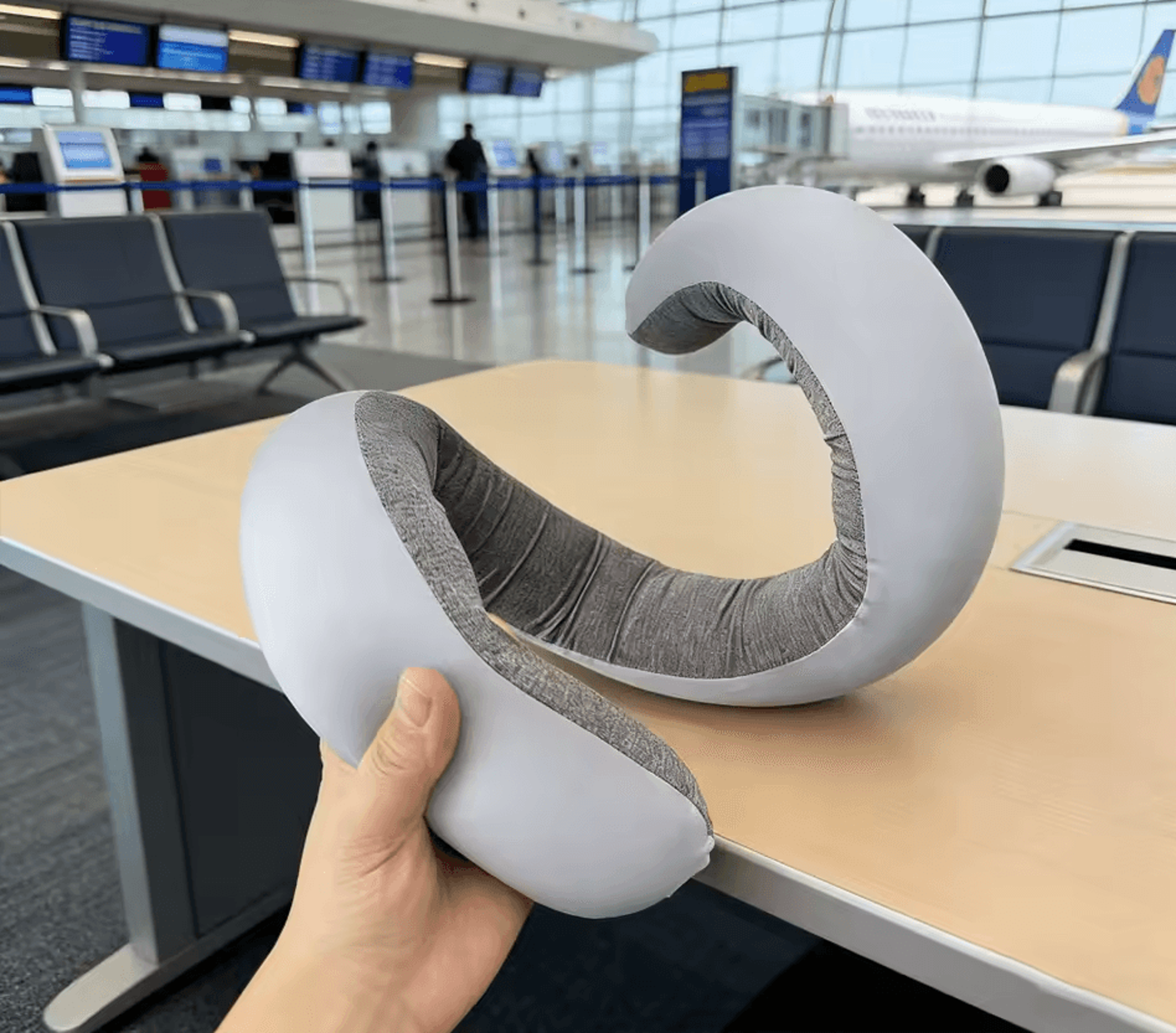 Adjustable Foldable Travel Pillow For Neck Support Flights  Office Naps 2