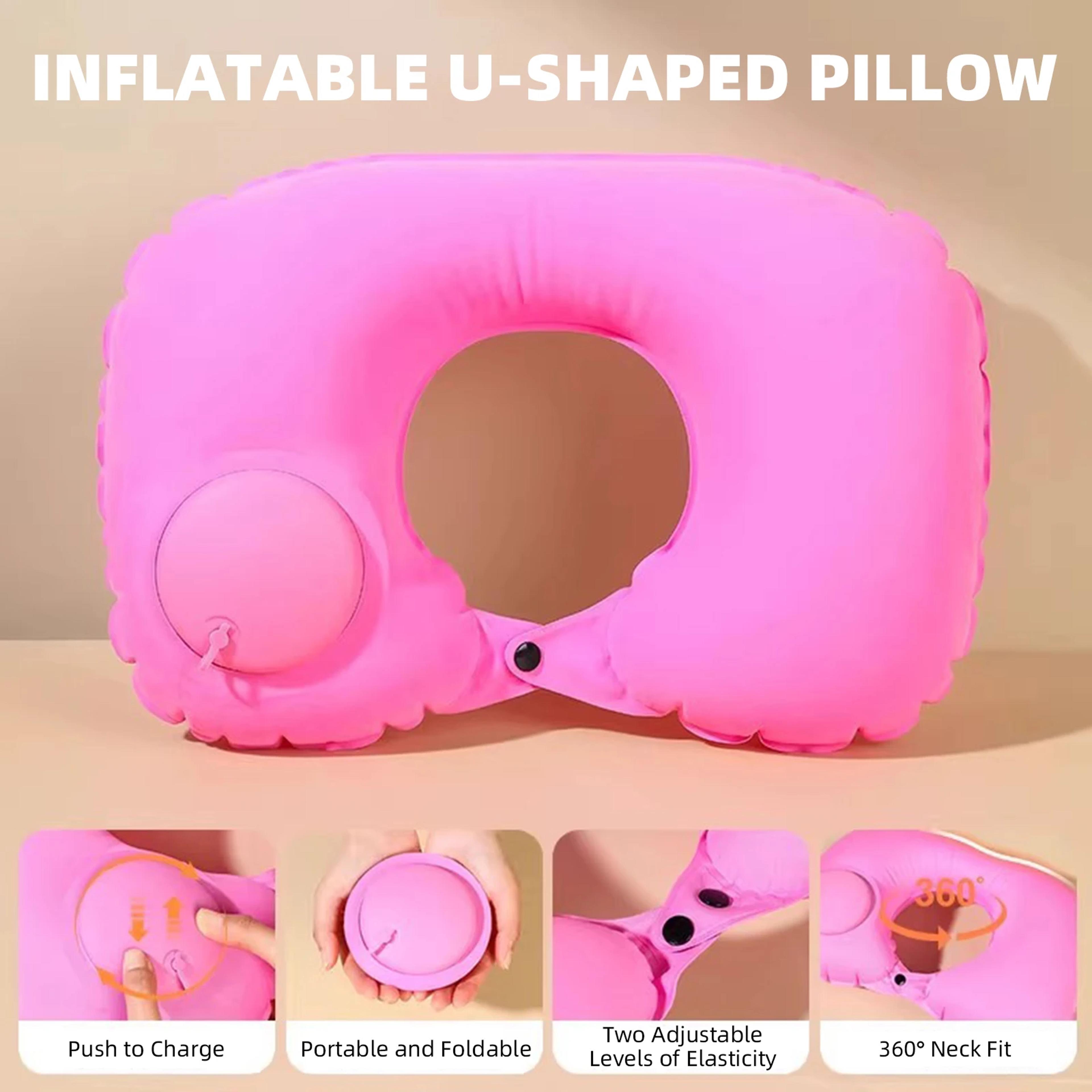 Press To Inflate Inflatable Travel Pillow For Neck Support 1