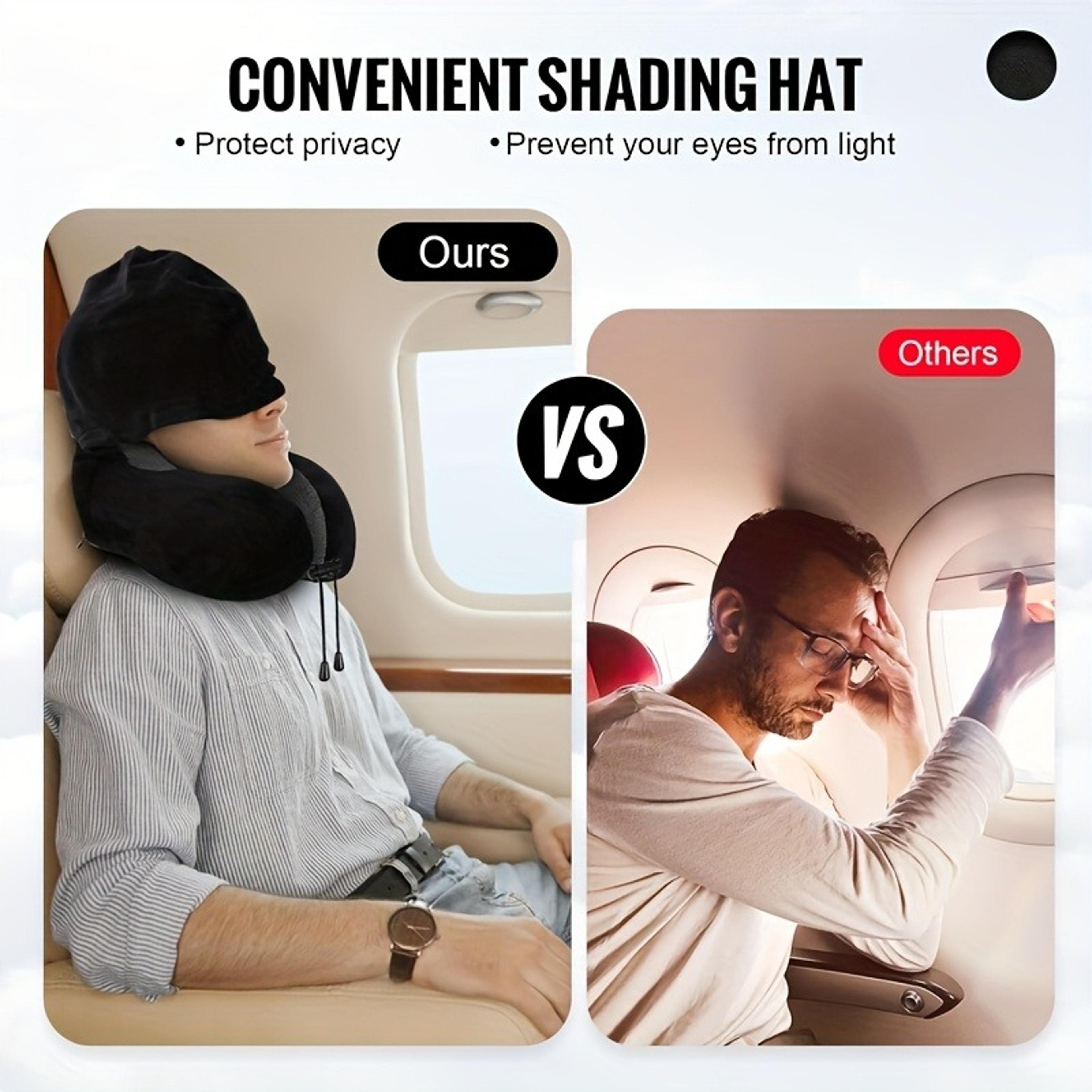 Memory Foam Travel Pillow With Hooded U Shape Neck Support 4