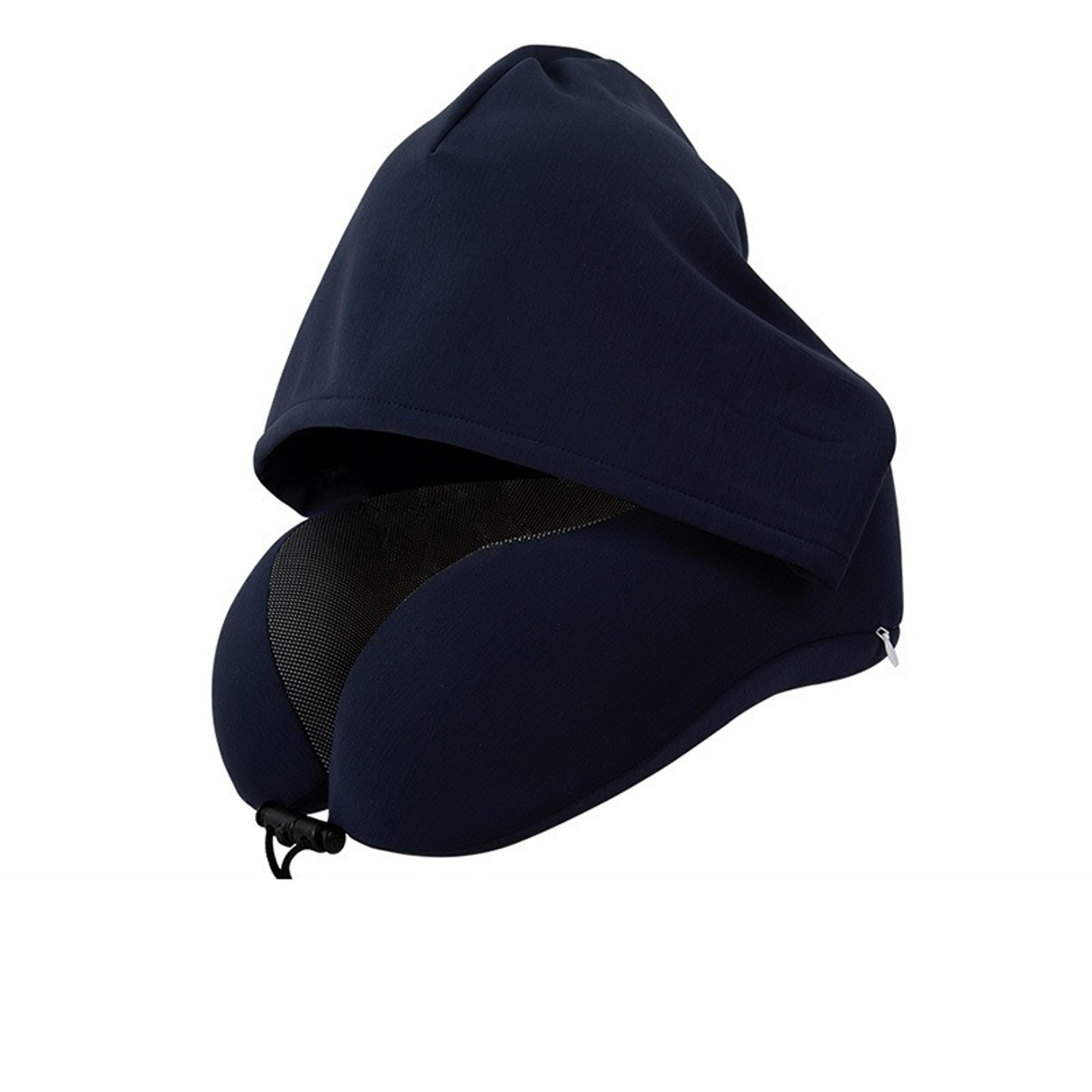 Memory Foam Travel Pillow With Hooded U Shape Neck Support 1