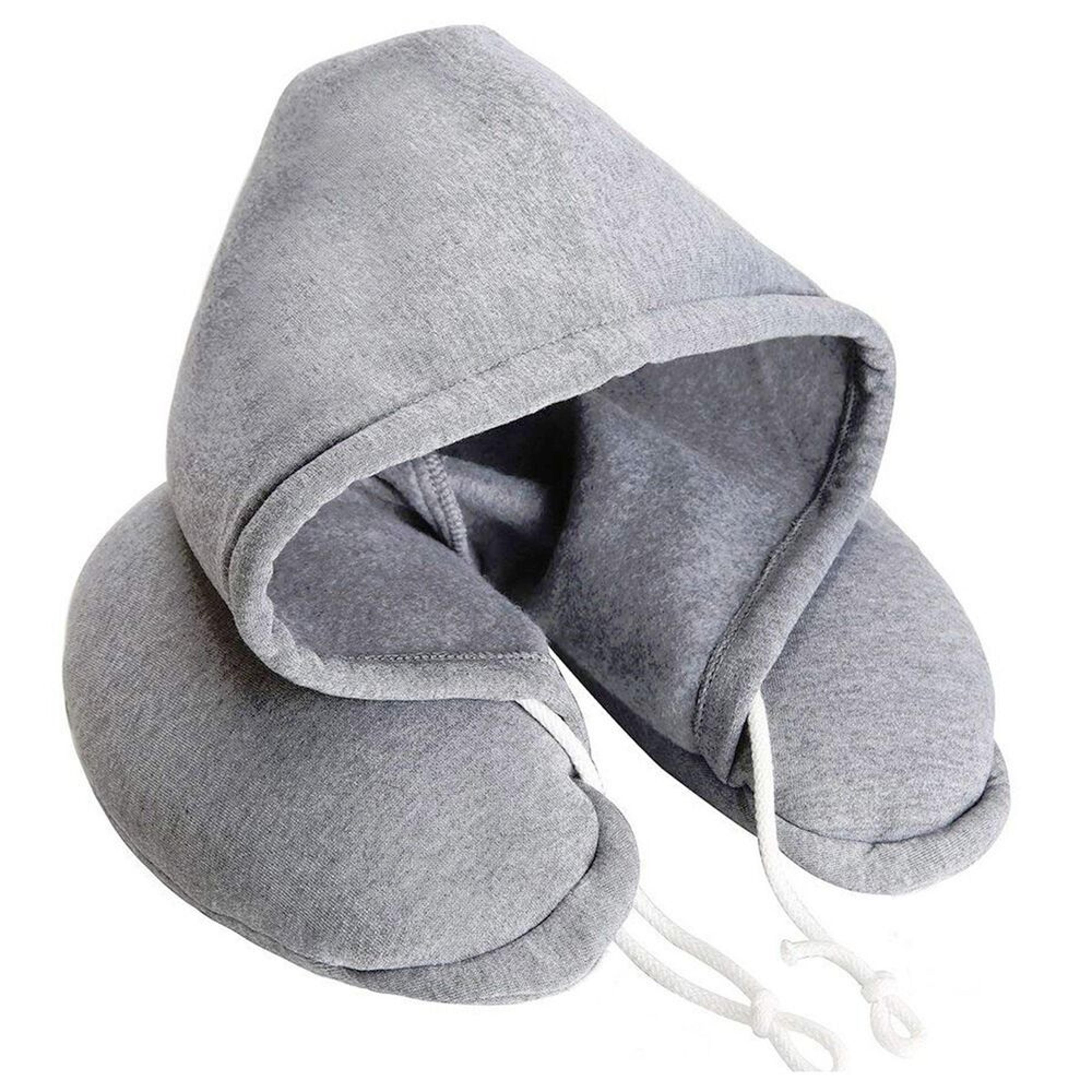 Hooded U Shaped Travel Pillow For Airplane Neck Support 1