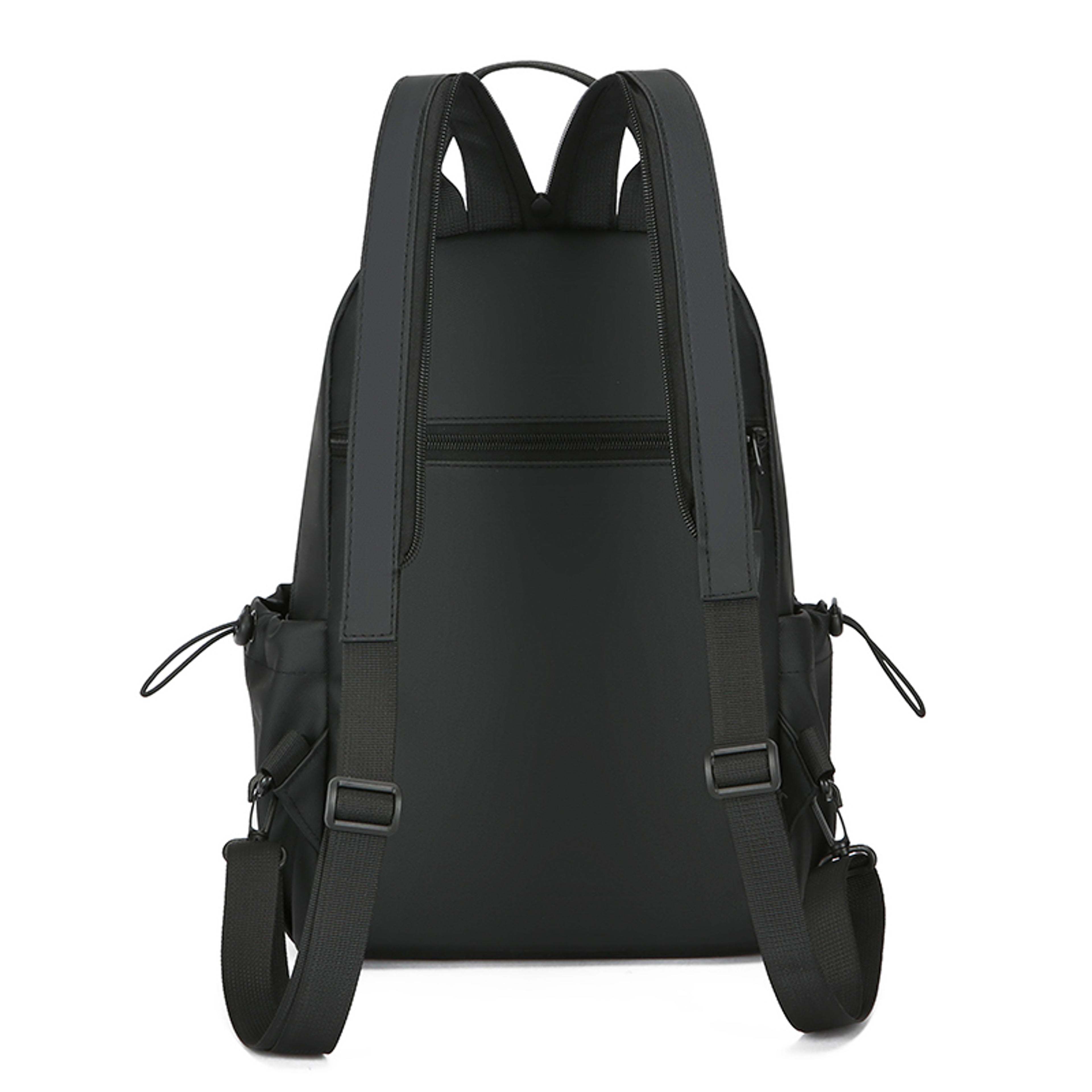 Men PU Leather Casual Daypack Backpack With Zippered Straps 4