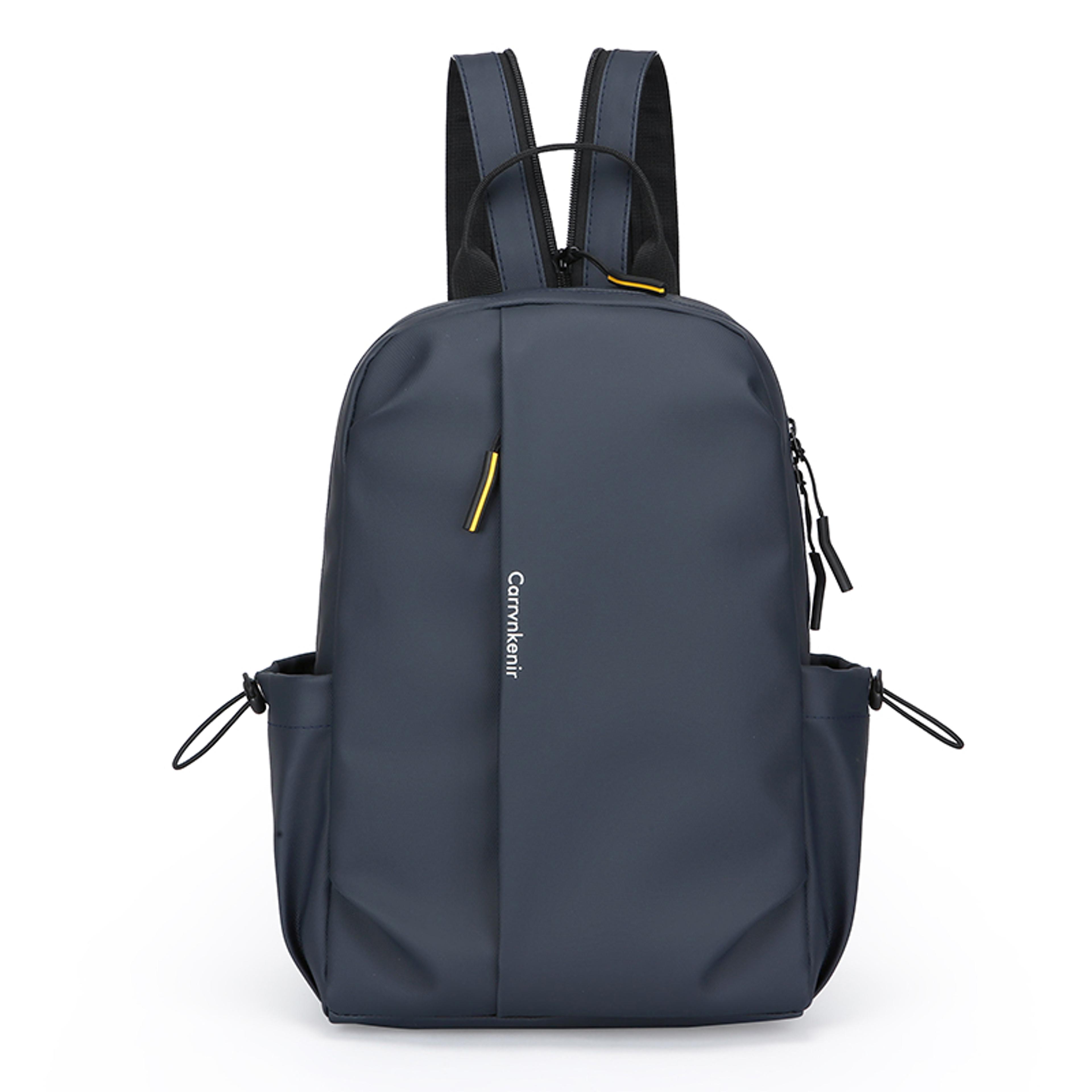Men PU Leather Casual Daypack Backpack With Zippered Straps 1