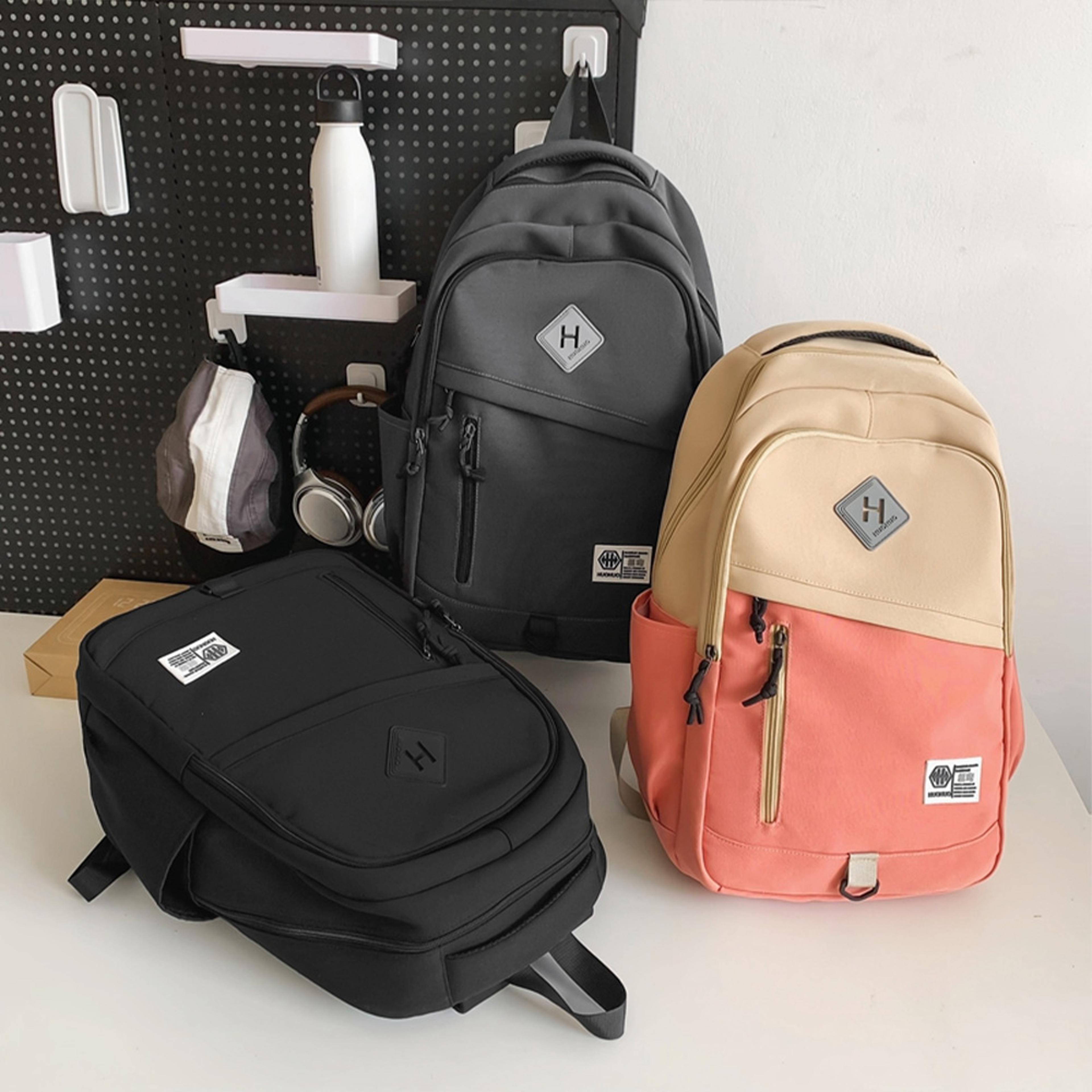 Minimalist Color Block Nylon Backpack For Work Travel And Daily Use 4