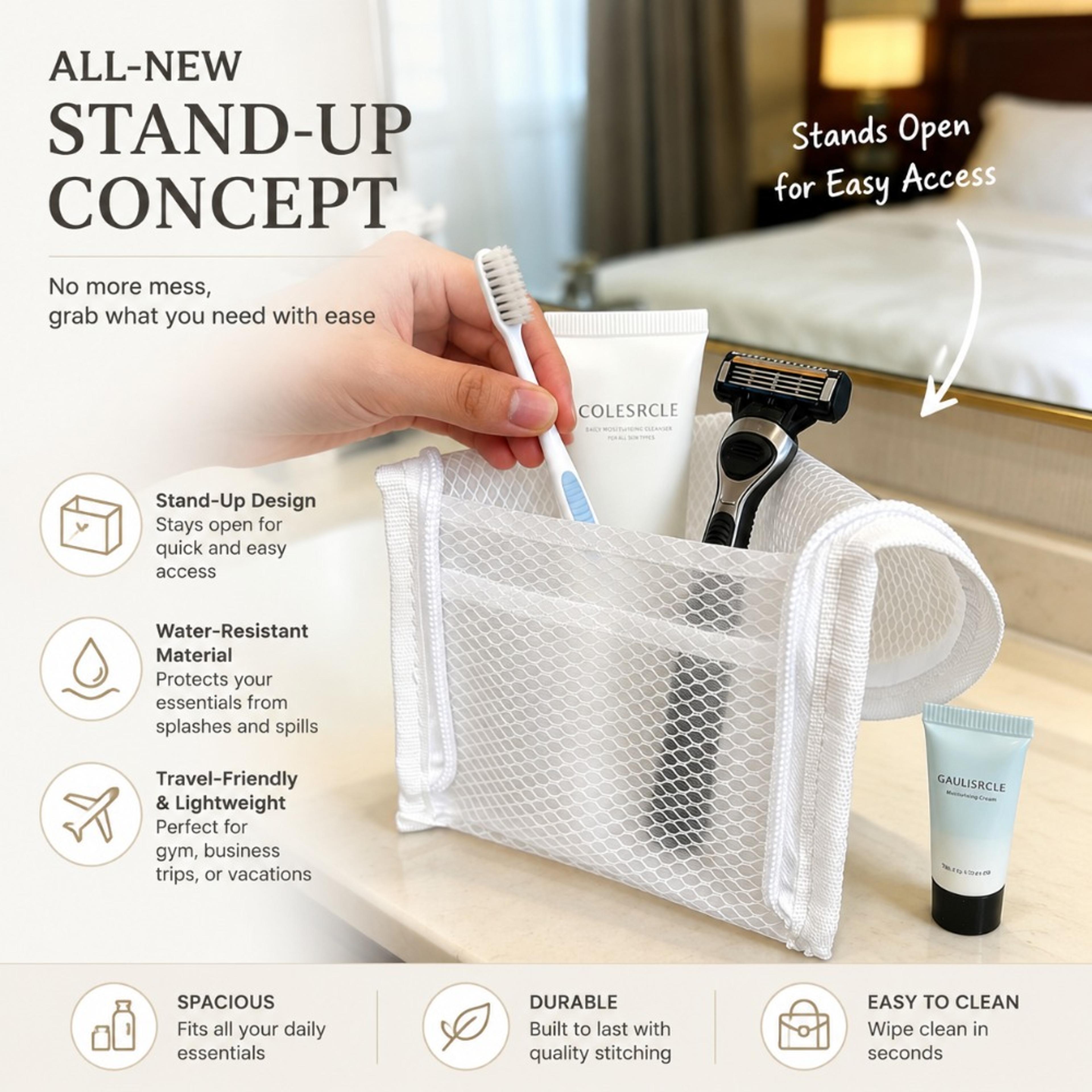 Foldable Travel Makeup Bag Large Capacity Waterproof Cosmetic Organizer 6
