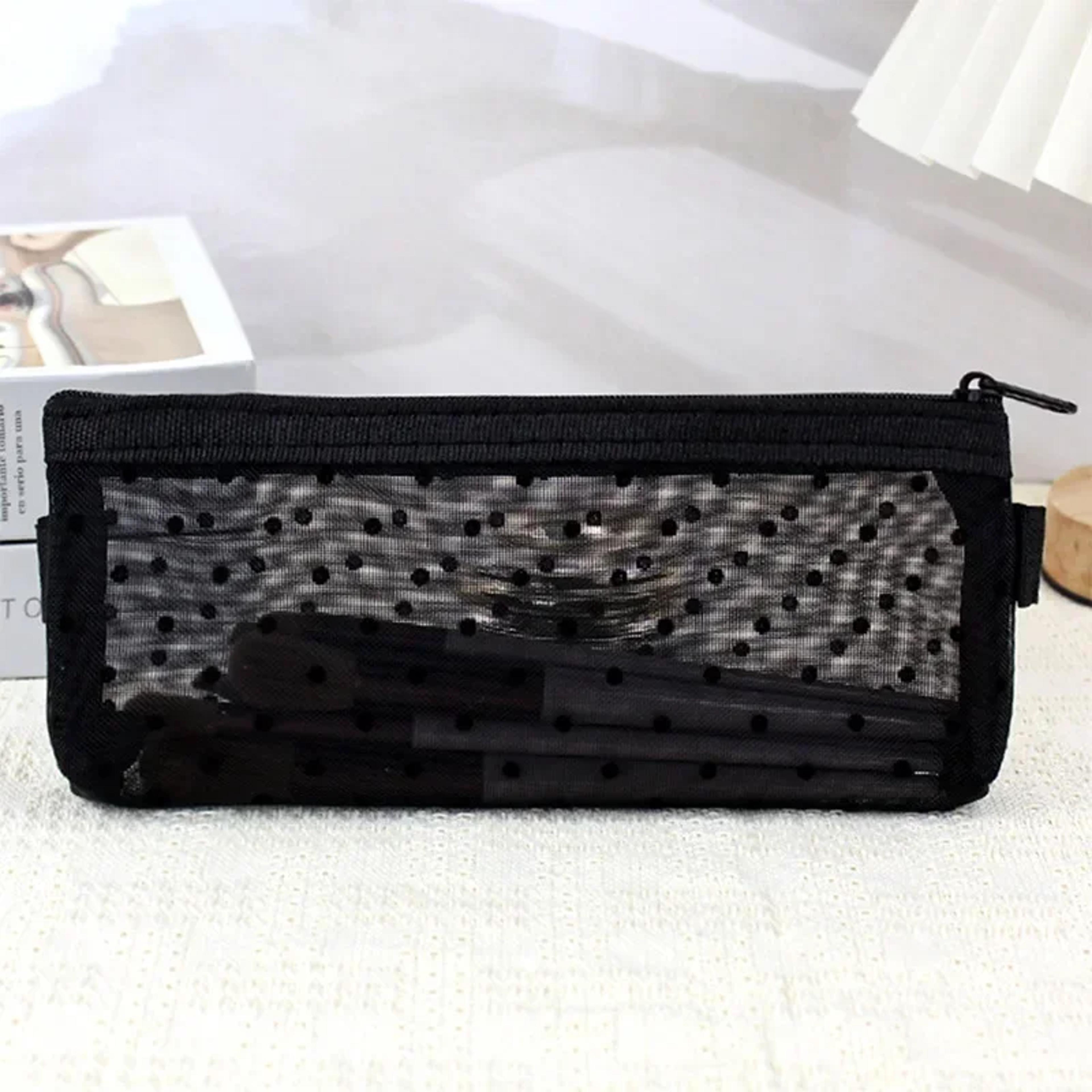 Makeup Brush Travel Case With Zipper Mesh Pouch Cosmetic Toiletry Bag Organizer 3