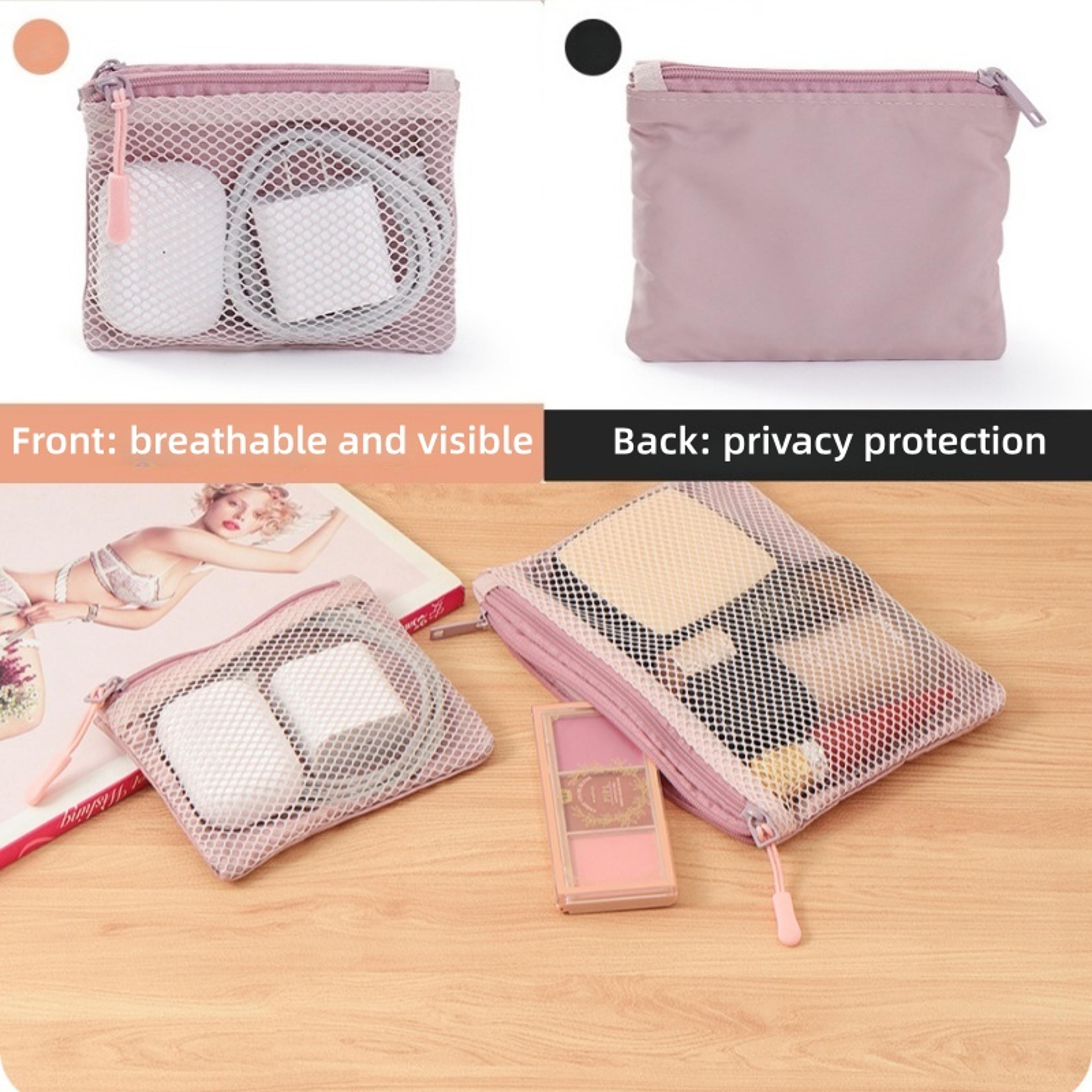Double Zipper Travel Mesh Storage Bag For Cosmetics Toiletries And Laundry 8