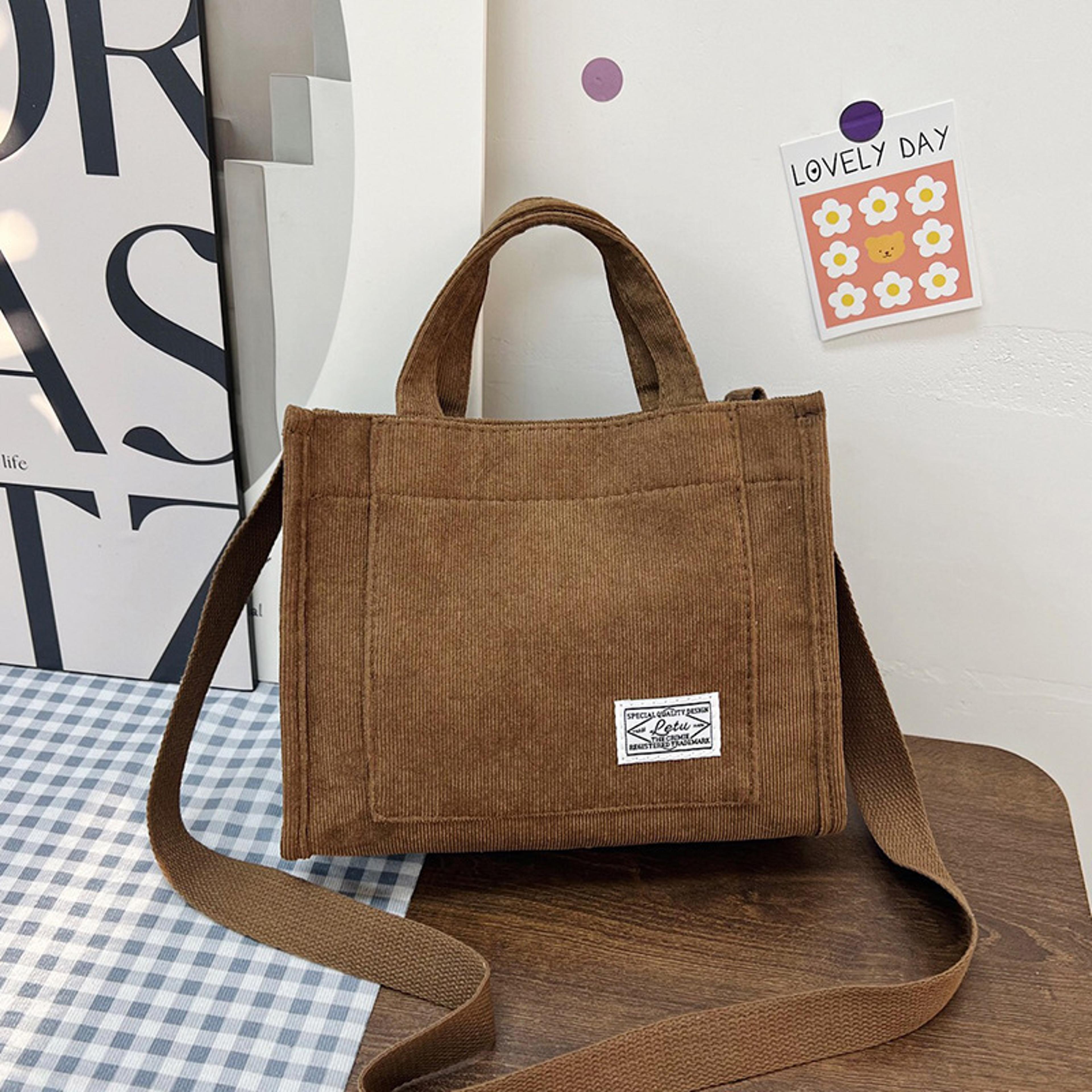 soft corduroy crossbody tote bag for women