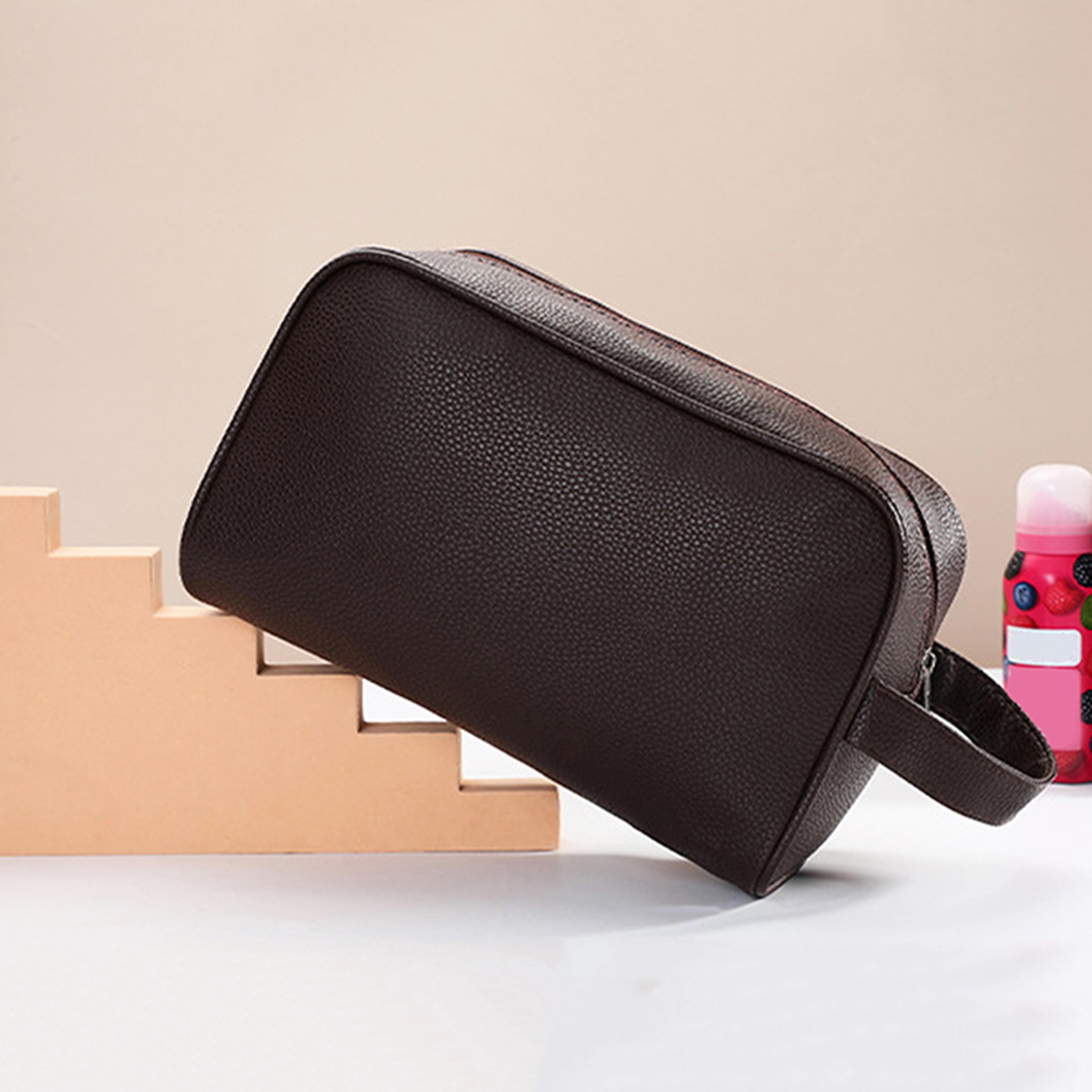 Men PU Leather Toiletry Bag Large Capacity Travel Cosmetic Organizer 3