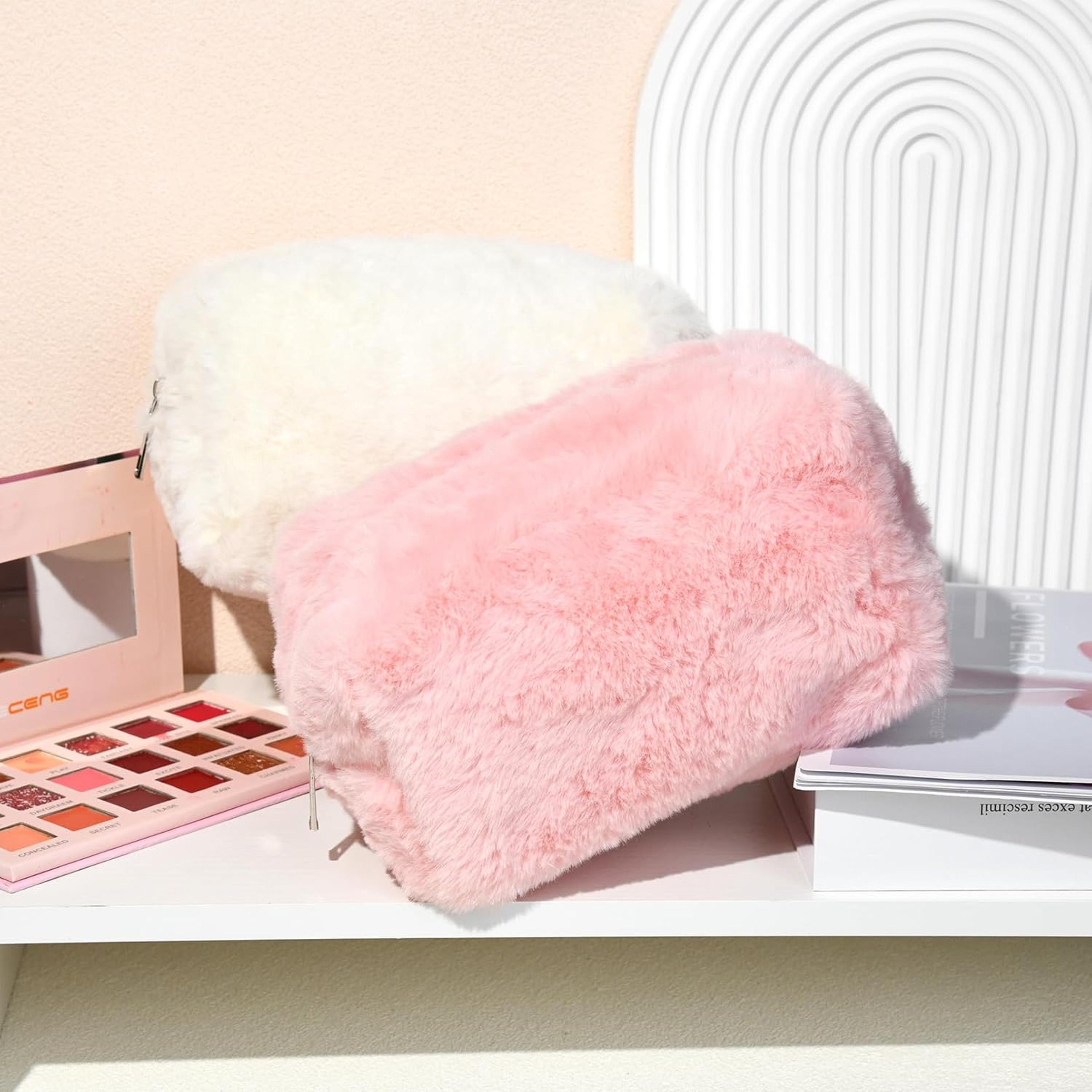 Plush Makeup Bag For Women Cute Puffy Travel Cosmetic Bag And Makeup Pouch 5