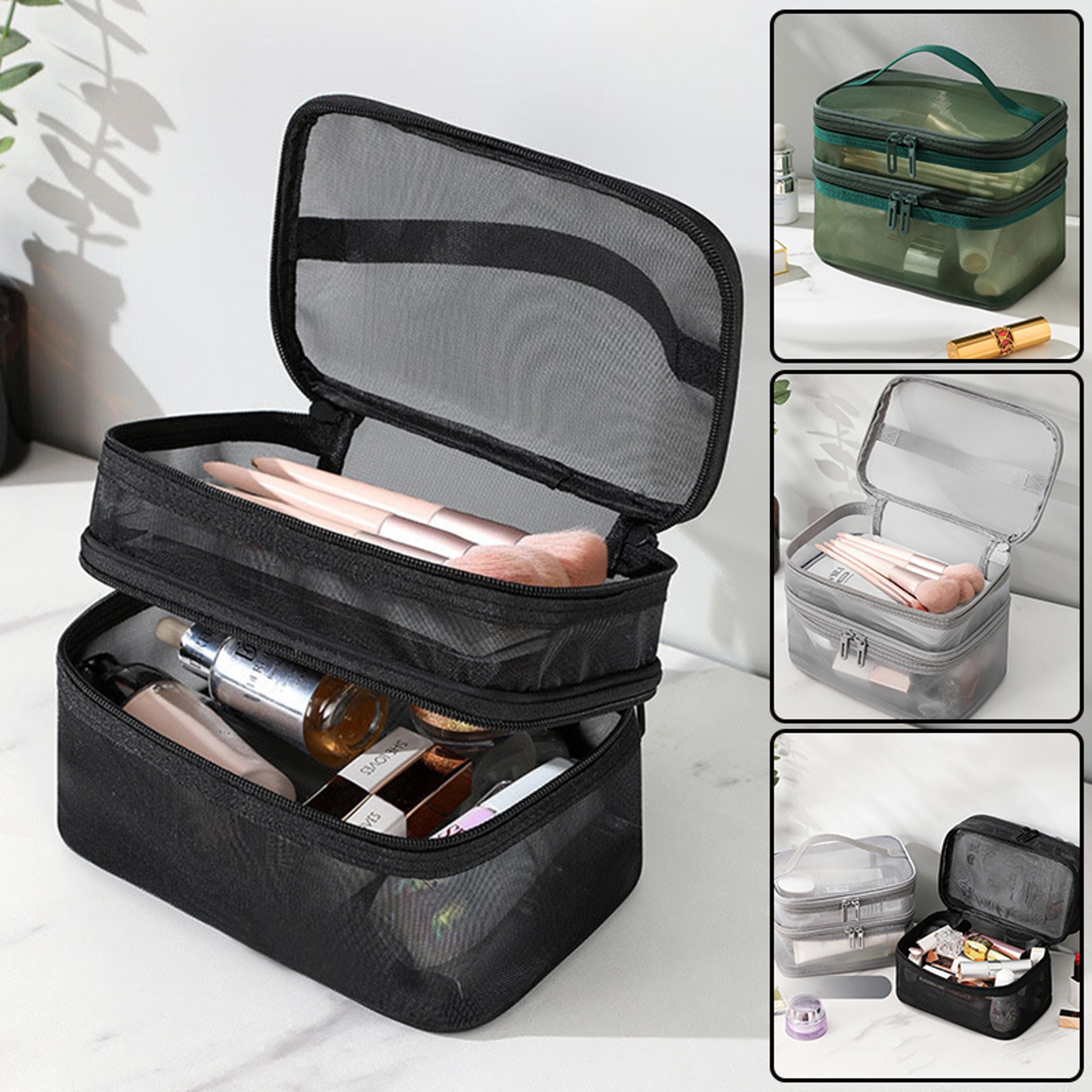 Double Layer Mesh Makeup Bag Travel Cosmetic Organizer Pouch 5