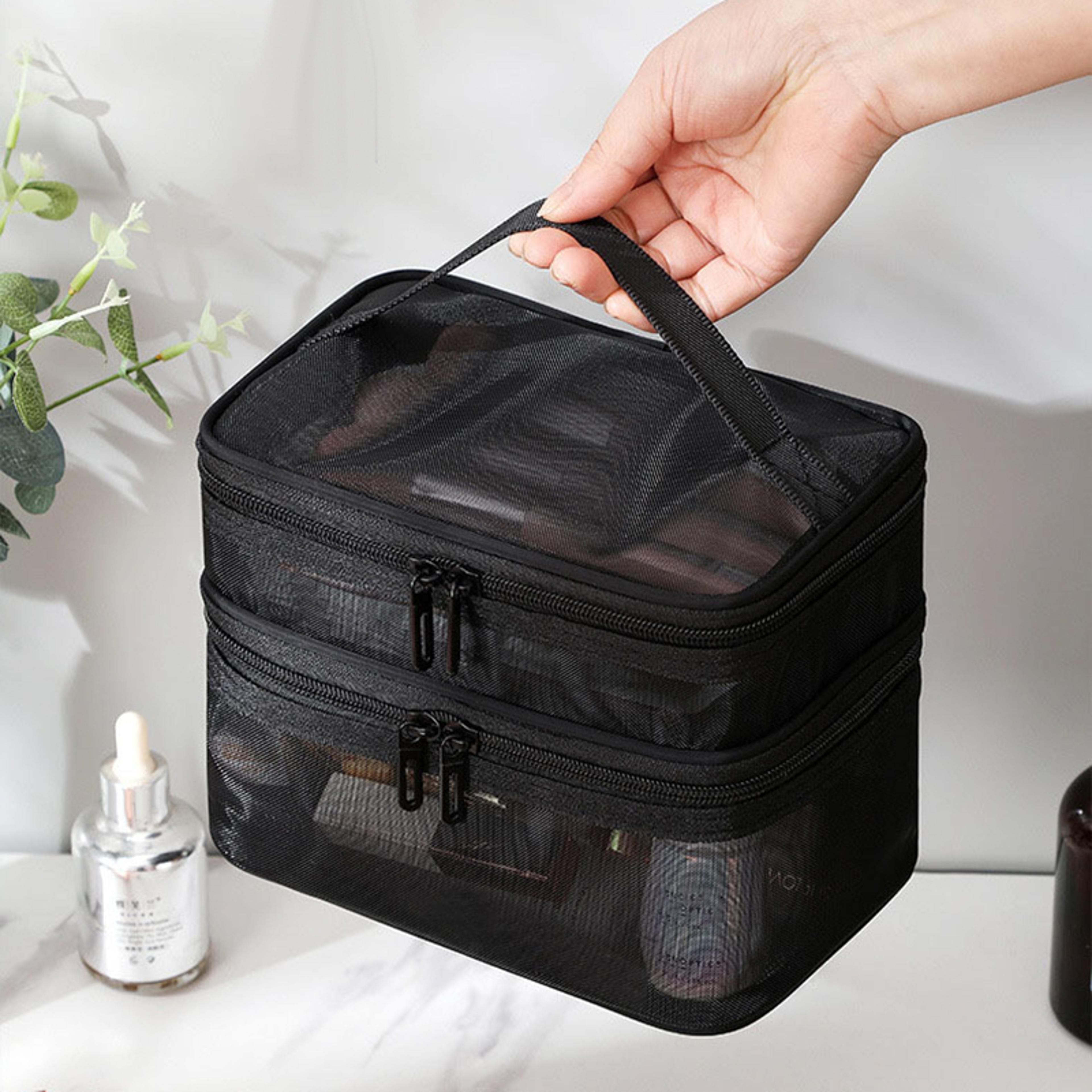 Double Layer Mesh Makeup Bag Travel Cosmetic Organizer Pouch 1