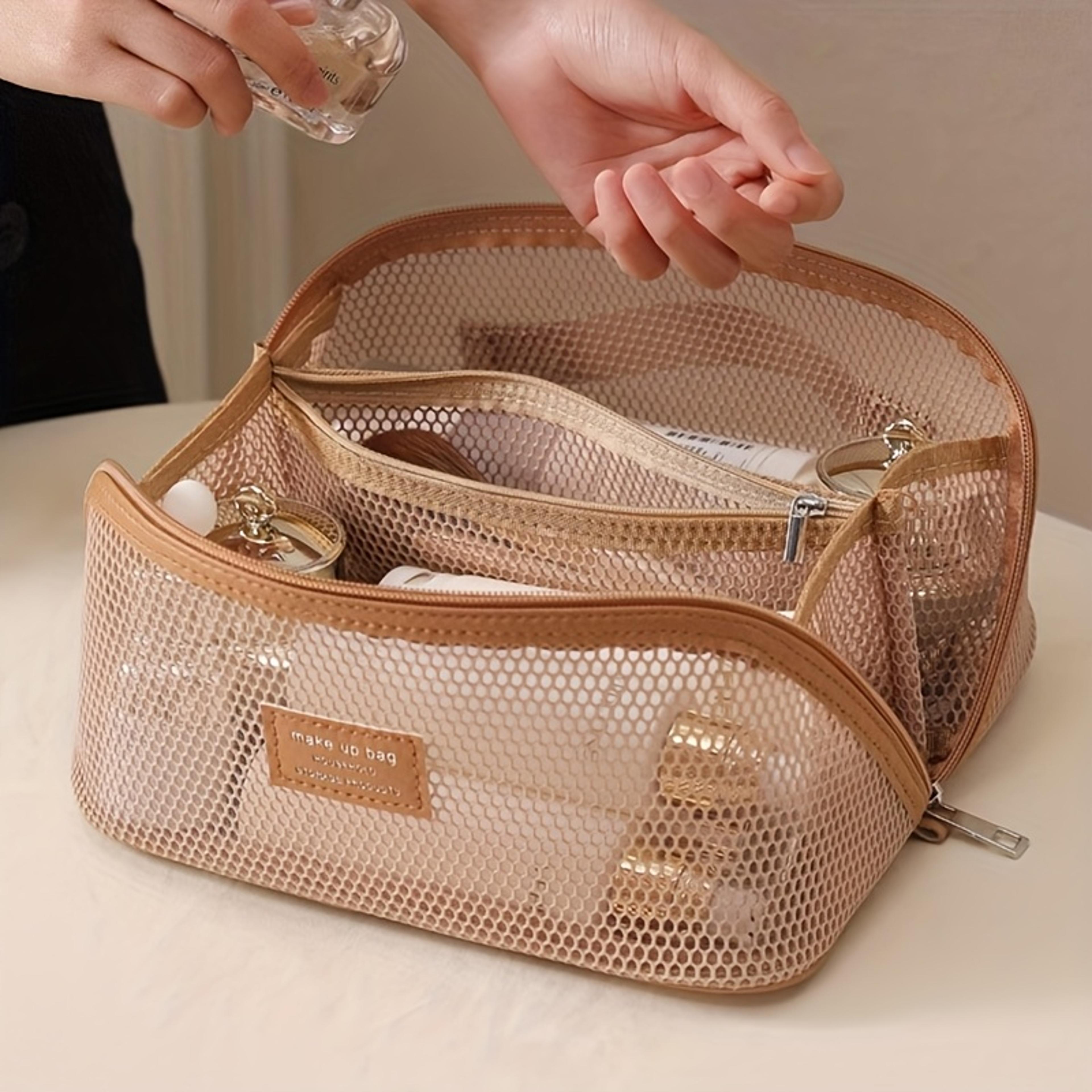 Large Capacity Mesh Makeup Bag Transparent Travel Toiletry Pouch 3