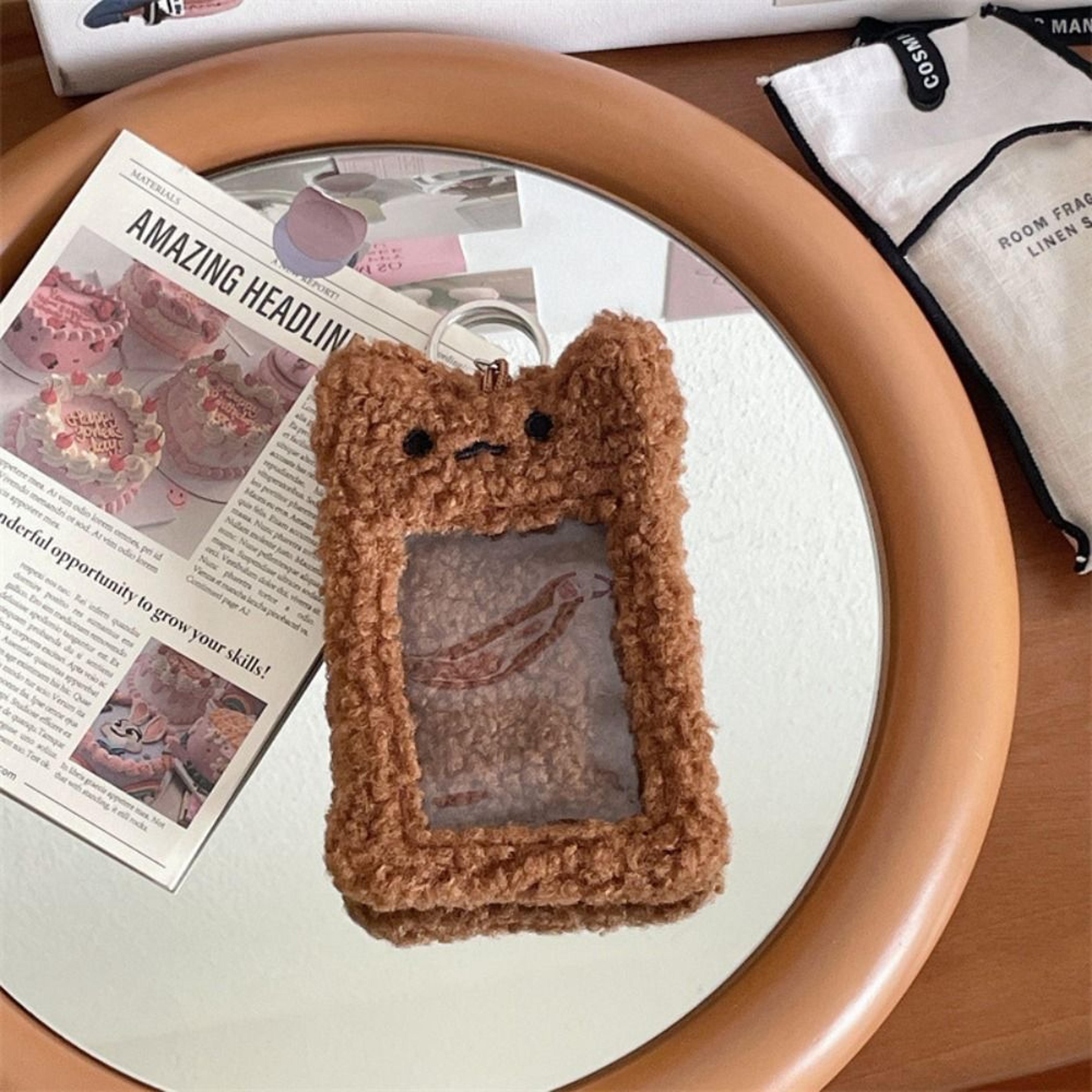 Cute Plush Card Holder Keychain Bear Rabbit Kpop Photocard ID Protector 1