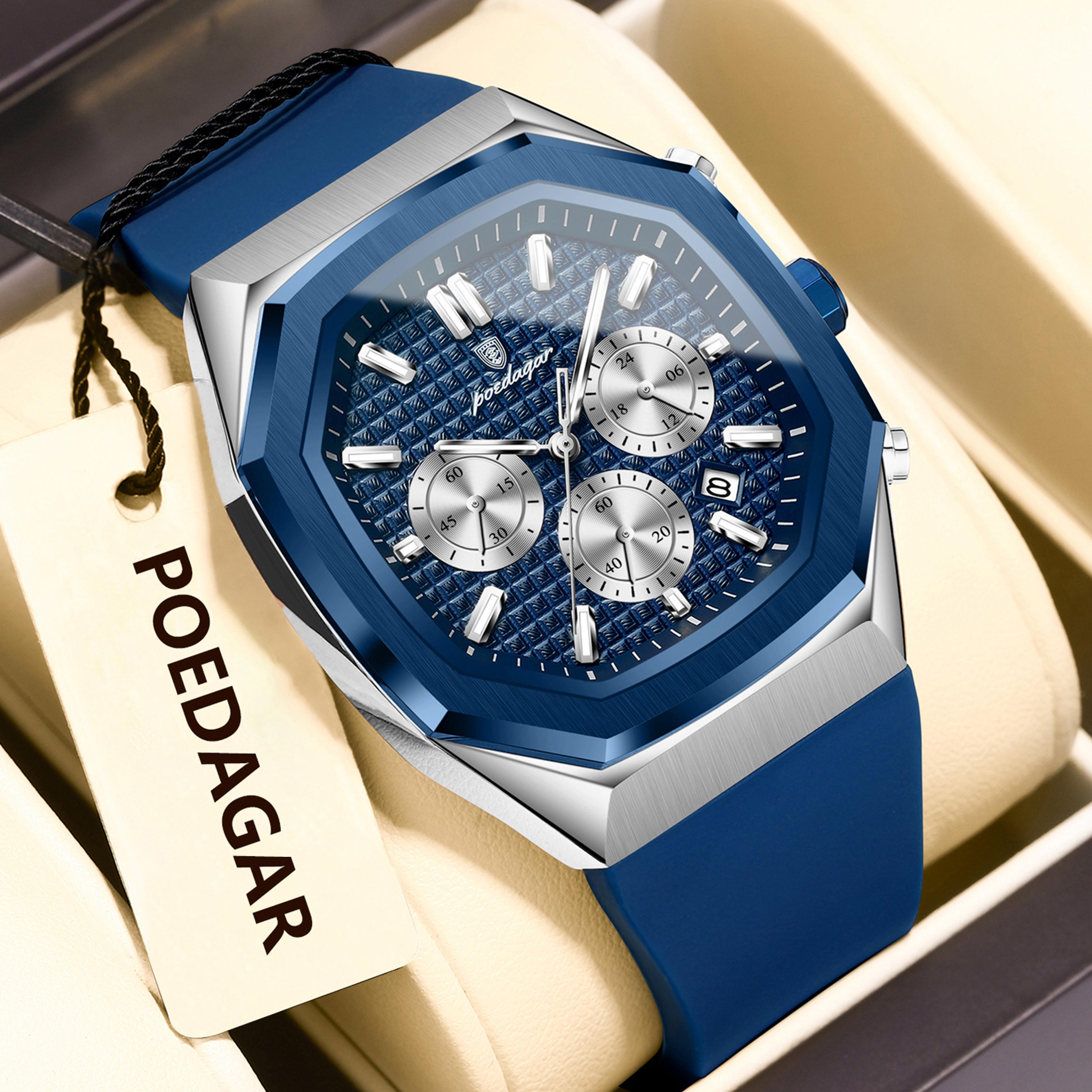 Chronograph Quartz Watch With Date Display And Silicone Strap 10