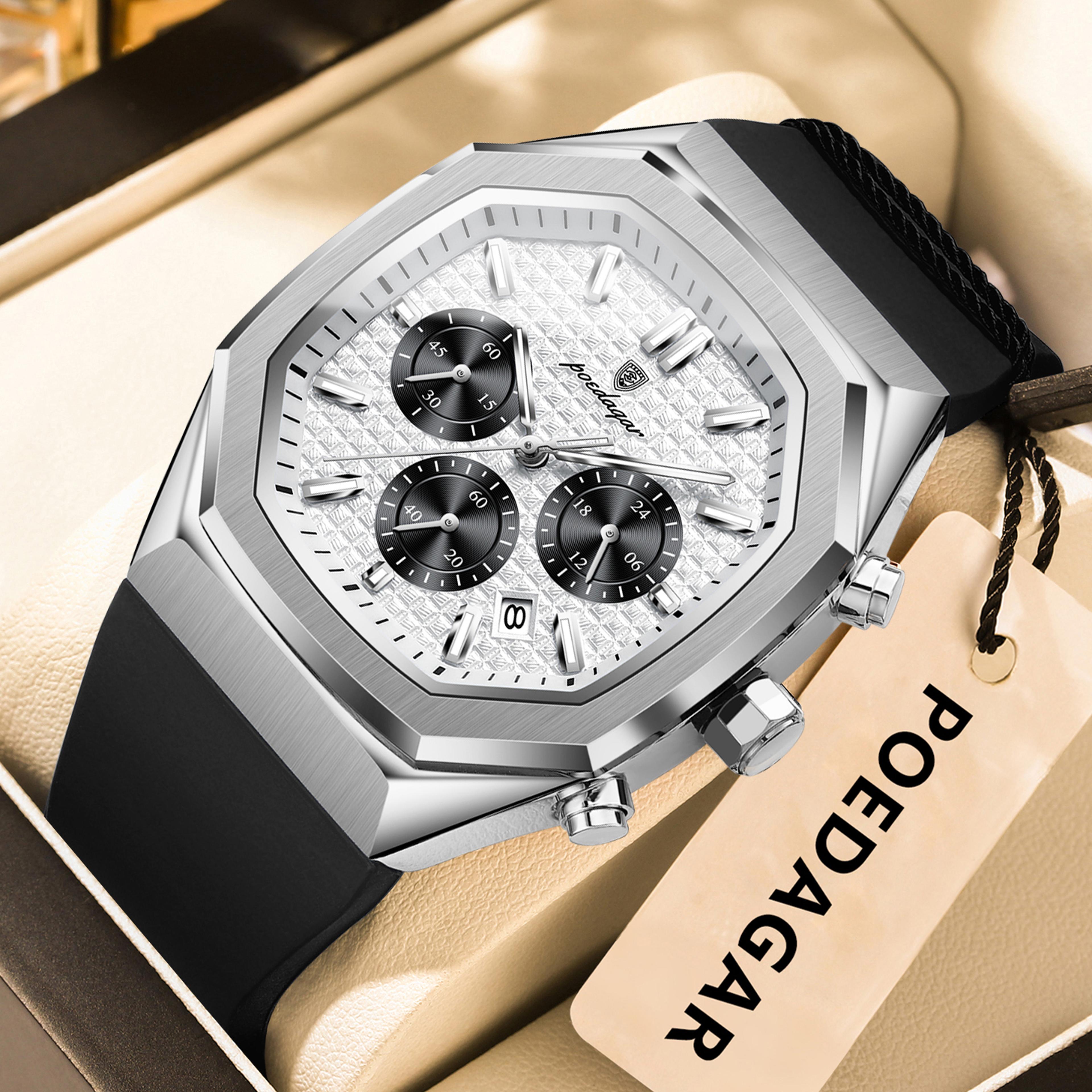 Chronograph Quartz Watch With Date Display And Silicone Strap 4