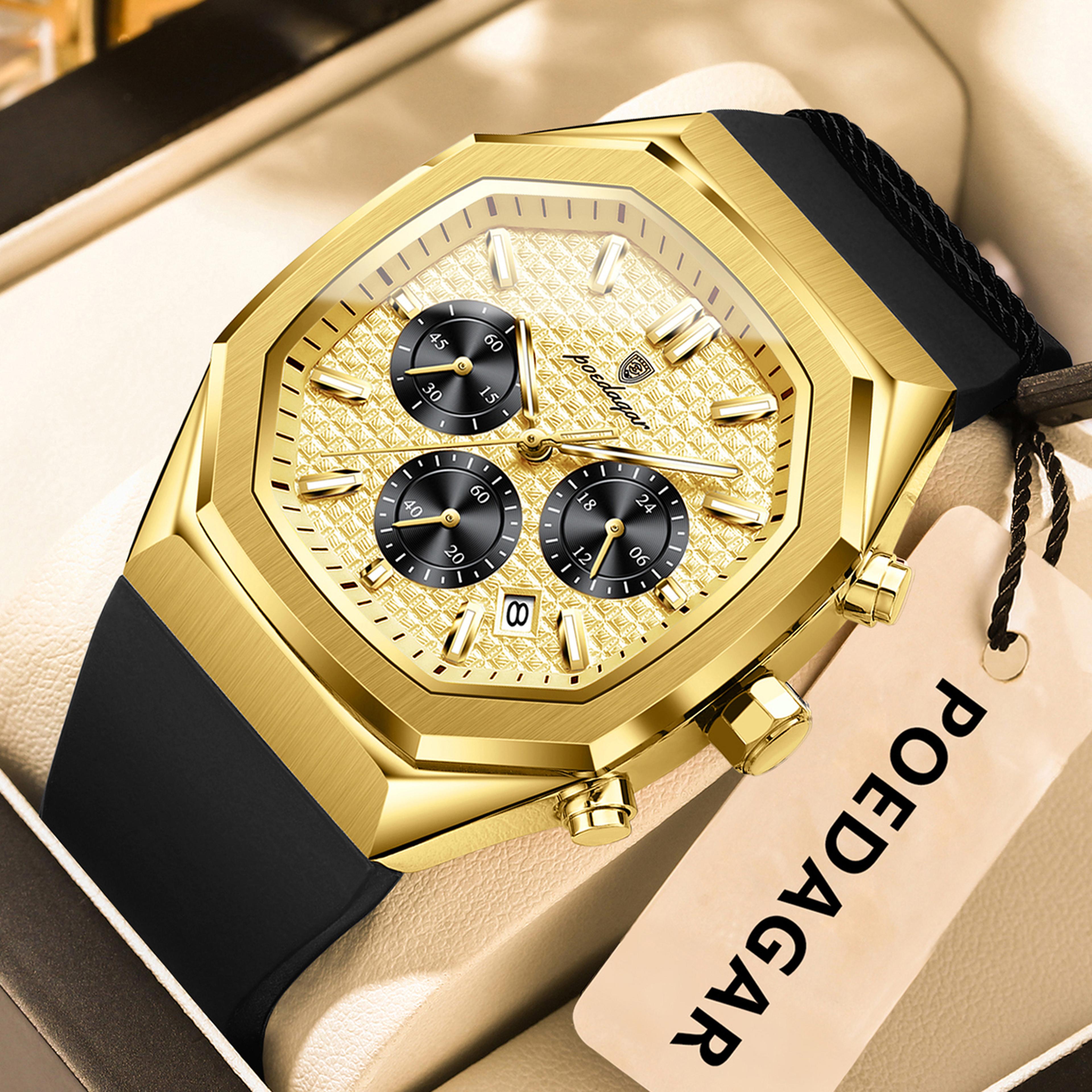 Chronograph Quartz Watch With Date Display And Silicone Strap 7