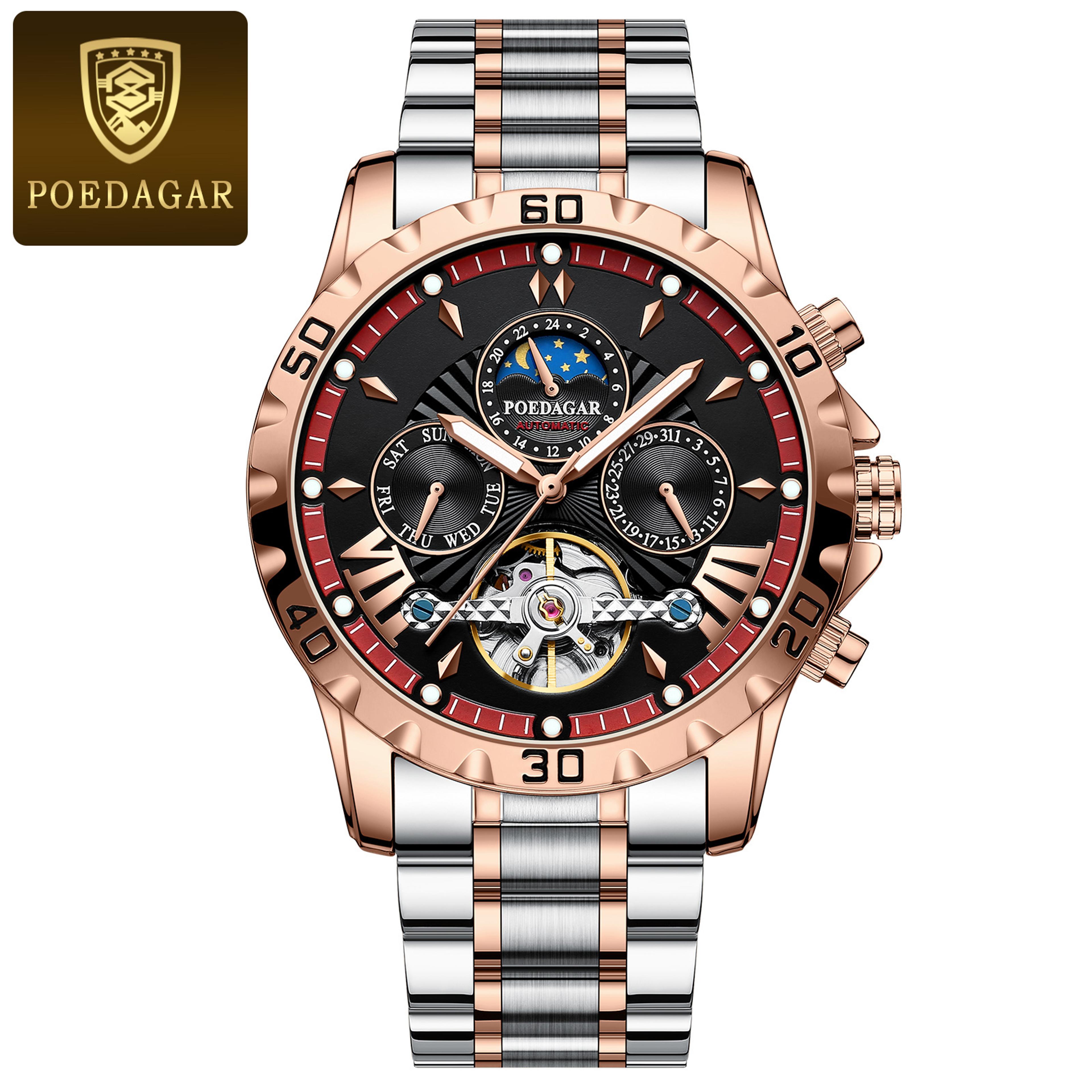 Luxury Tourbillon Automatic Mechanical Watch For Men With Luminous Leather Strap 5