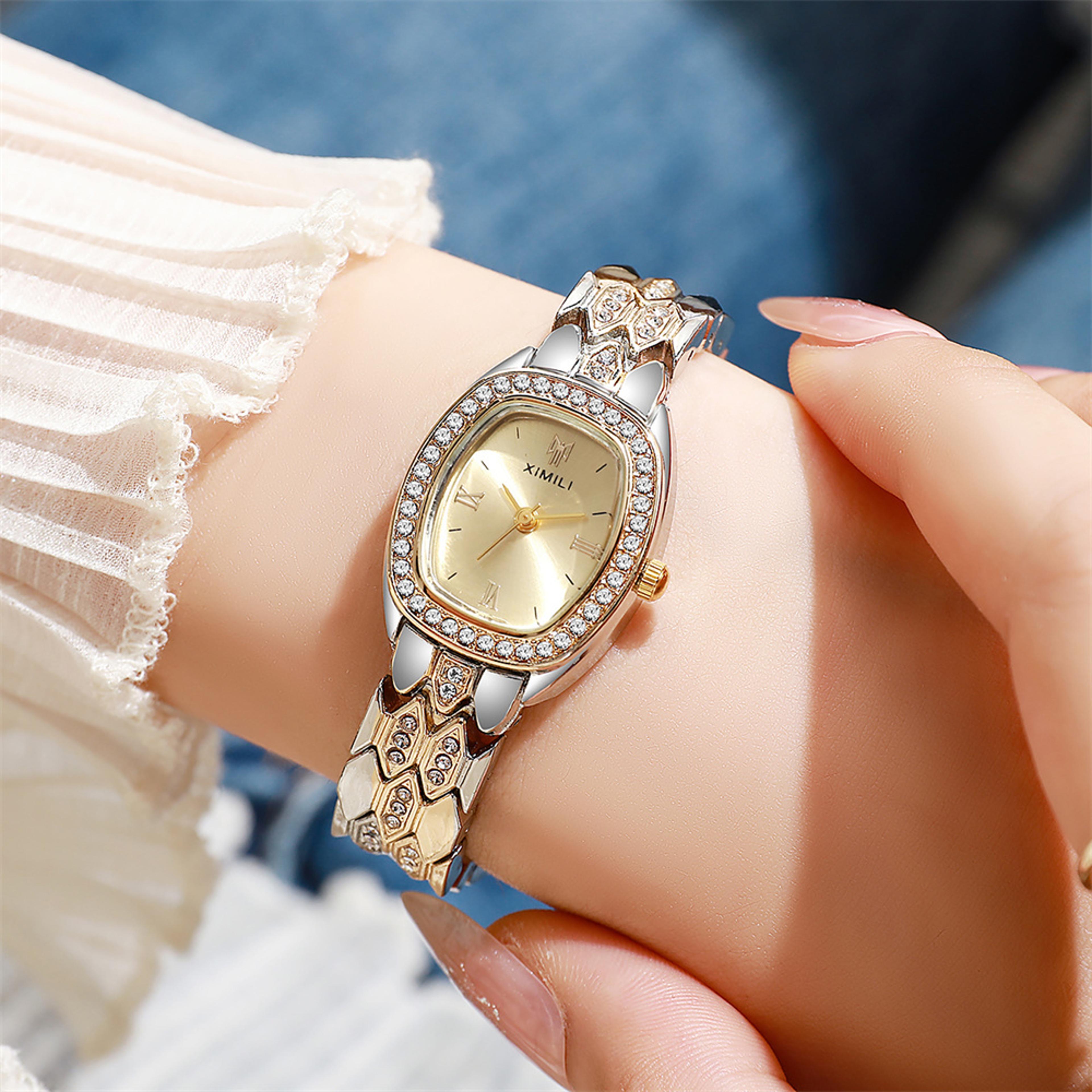 elegant gold oval roman dial quartz watch for women classic bracelet style