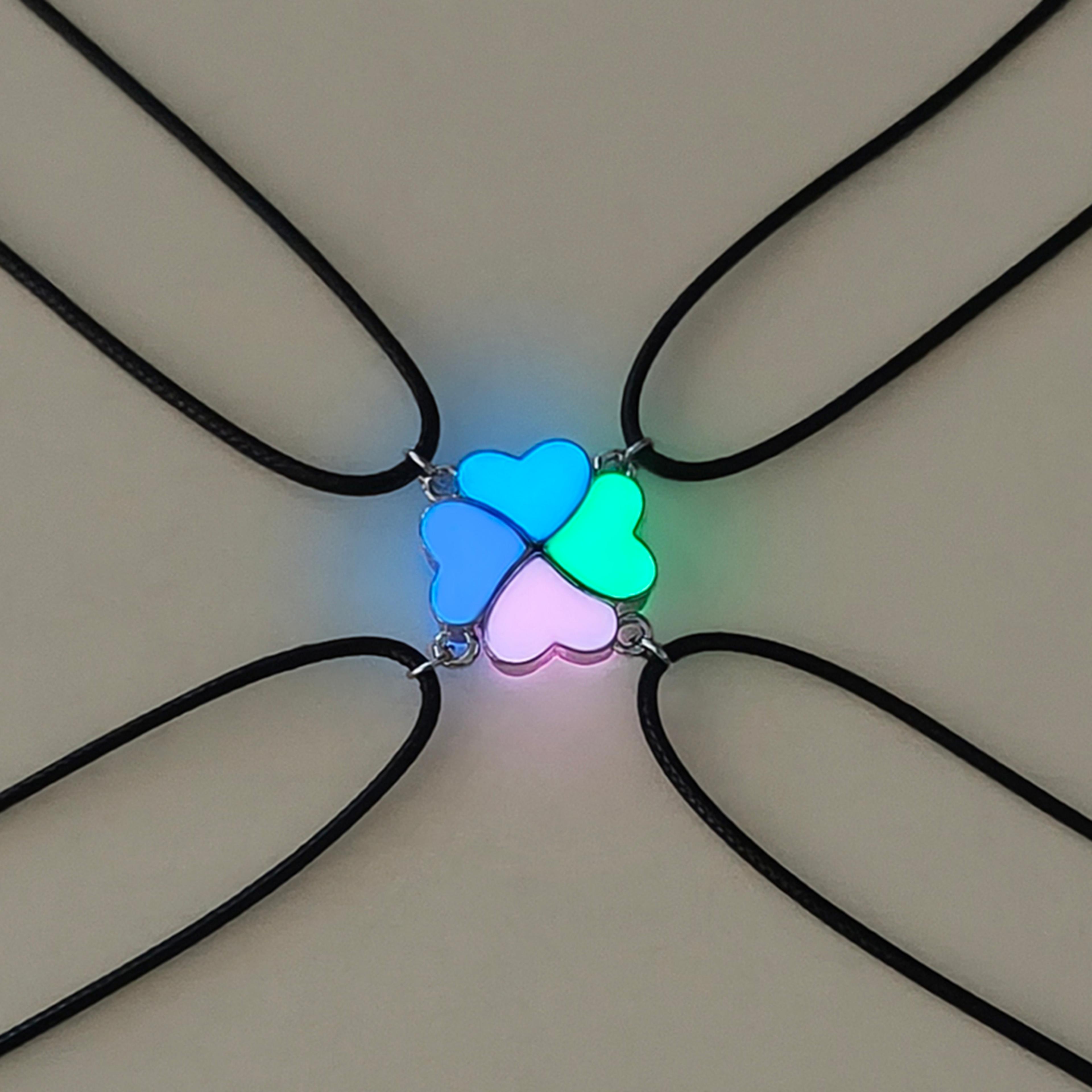 luminous four leaf clover friendship jewelry set glow in the dark gift for couples and friends