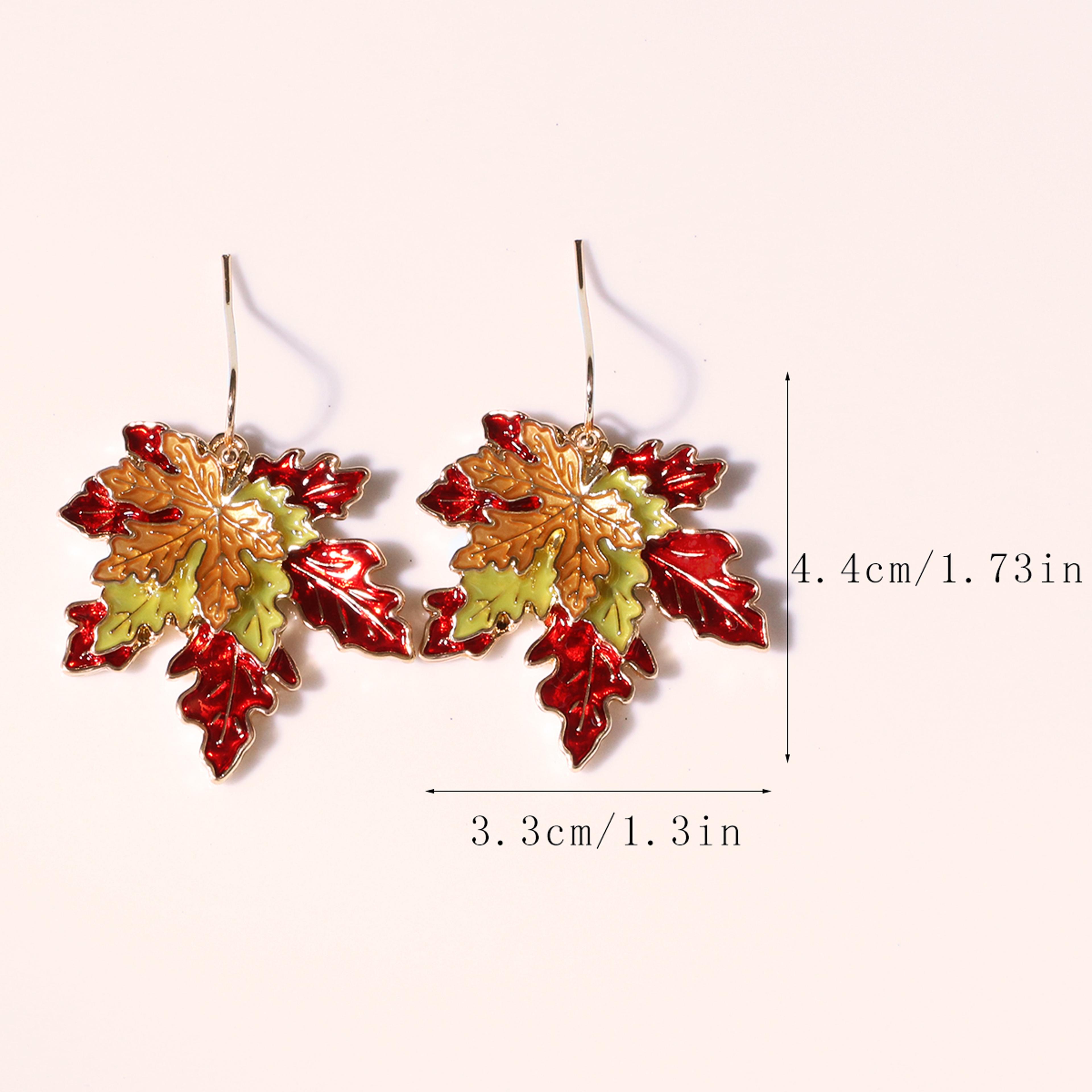 Maple Leaf Earrings For Women Elegant Painted Leaf Dangle Jewelry 3