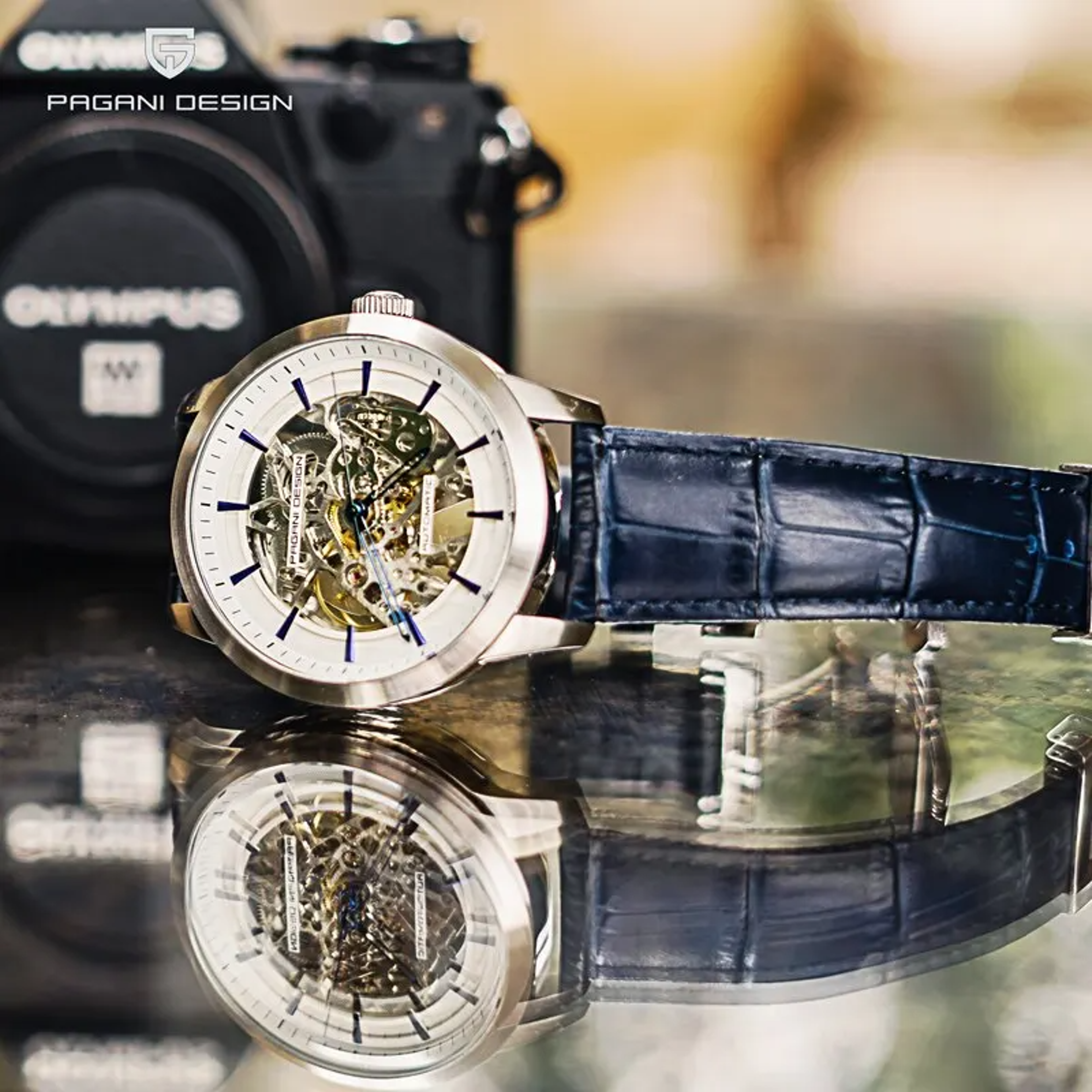 Luxury Skeleton Mechanical Watch For Men With Leather Strap 0