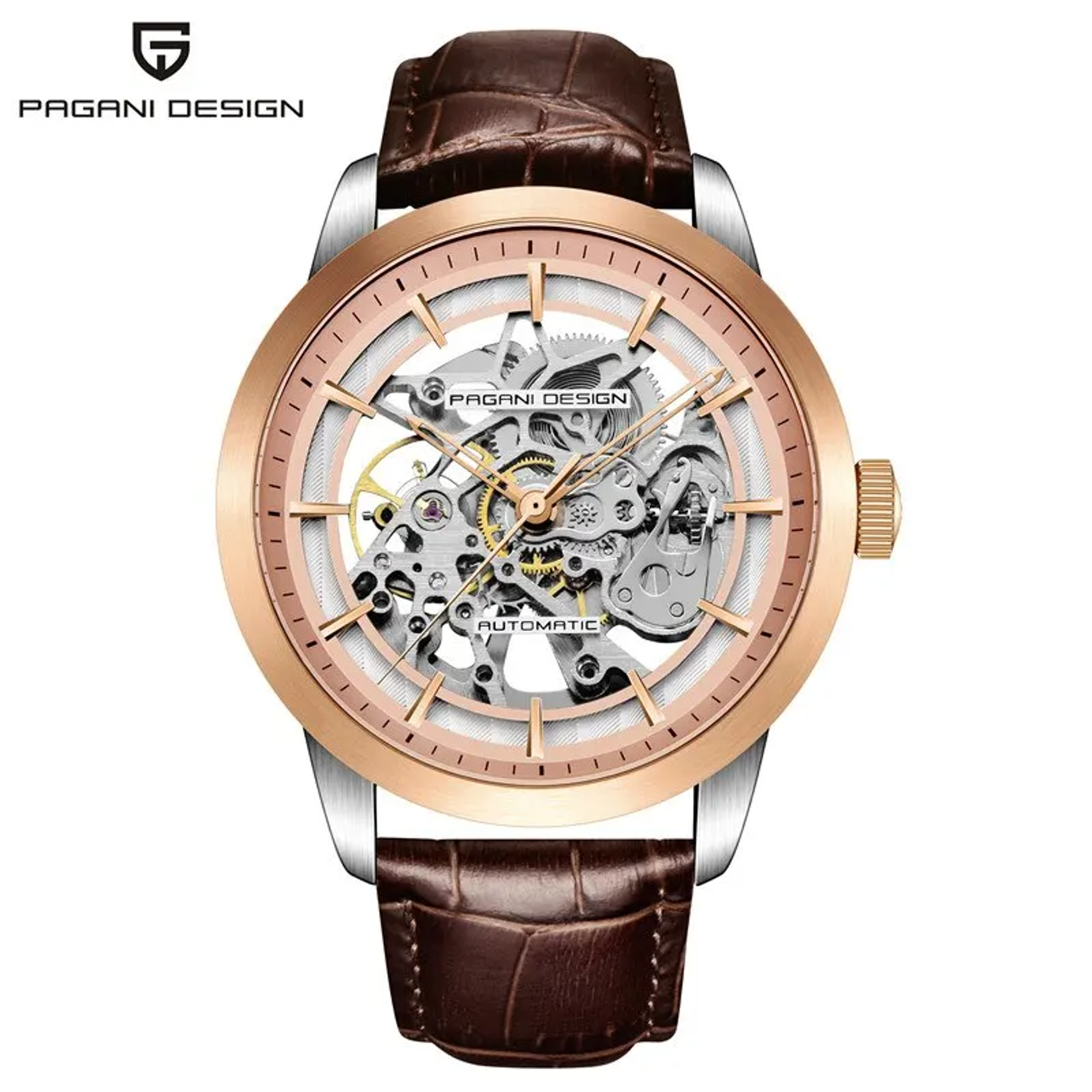 Luxury Skeleton Mechanical Watch For Men With Leather Strap 3