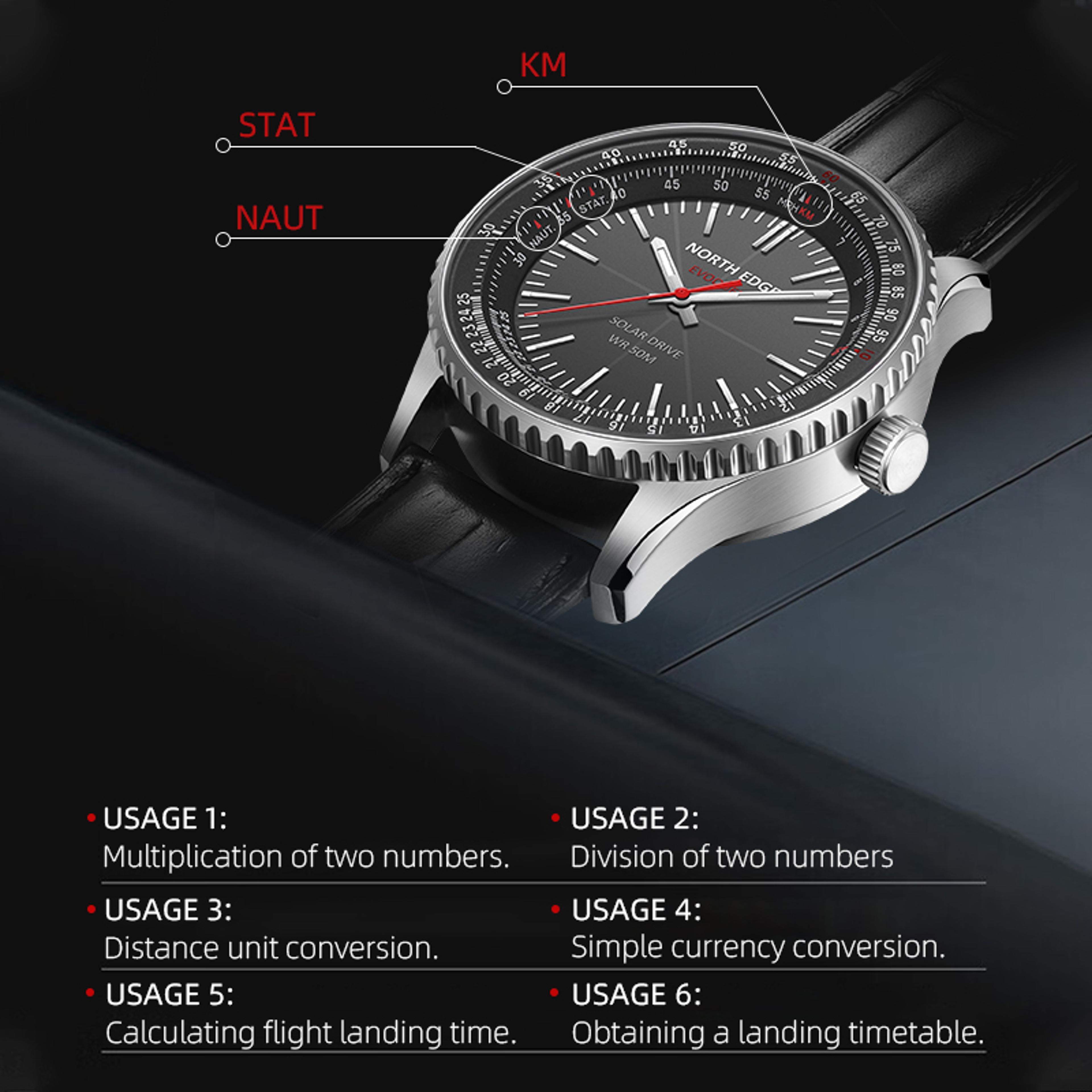 Solar Powered Men Pilot Watch Leather Strap Aviation Military Luminous Watch 6