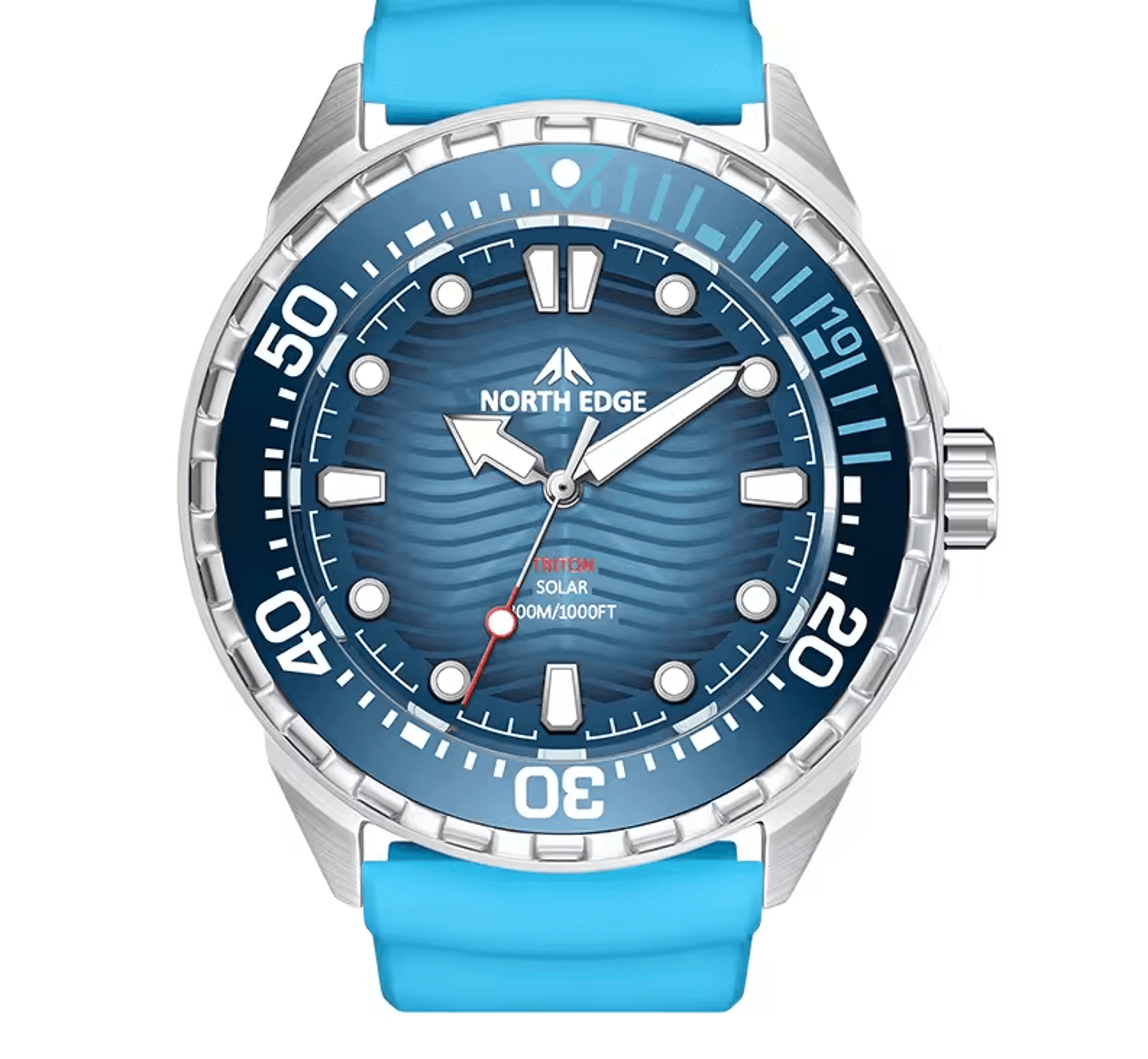 Solar Powered Dive Watch For Men Stainless Steel Waterproof Quartz Watch 0