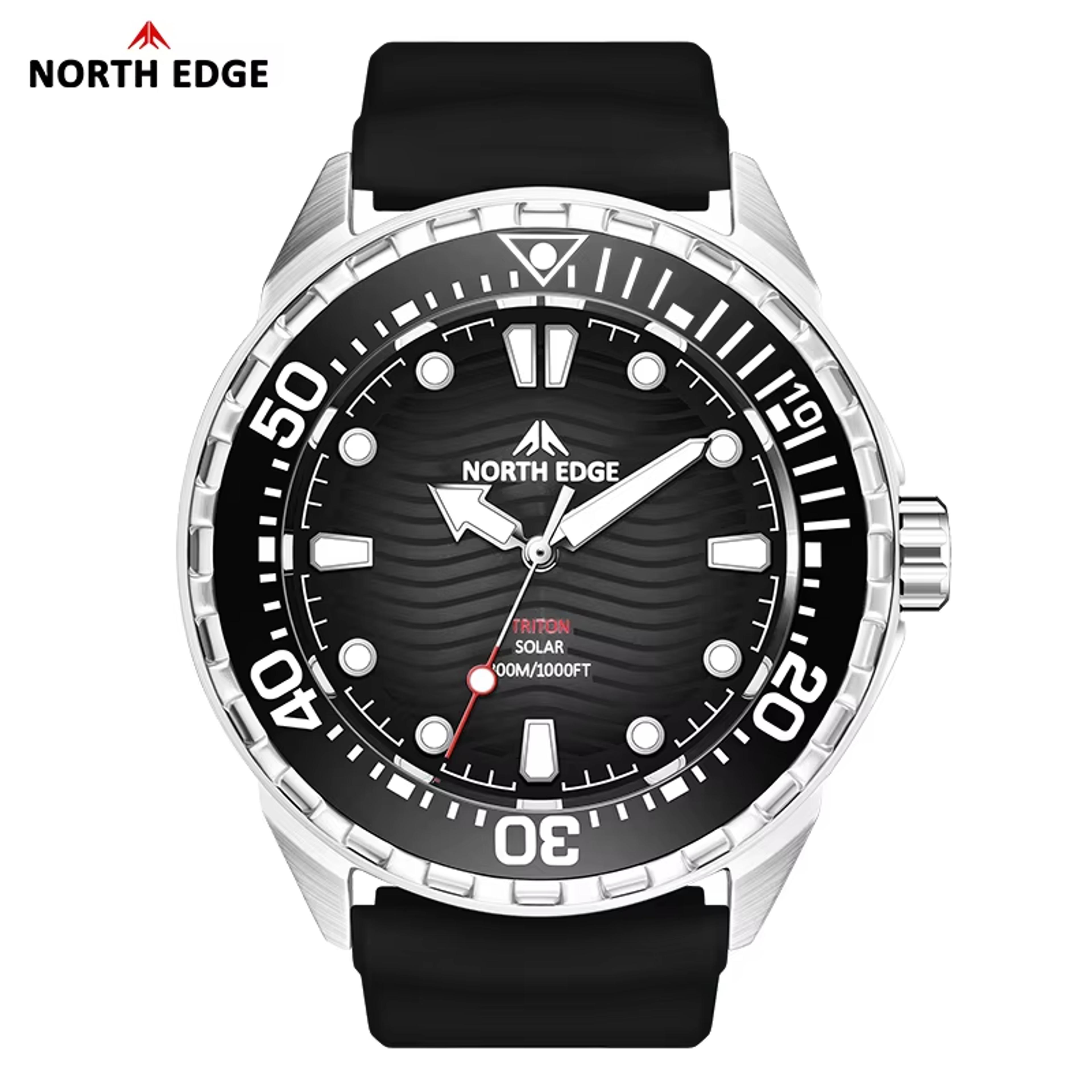Solar Stainless Steel Dive Chronograph Watch Rotating Bezel 4