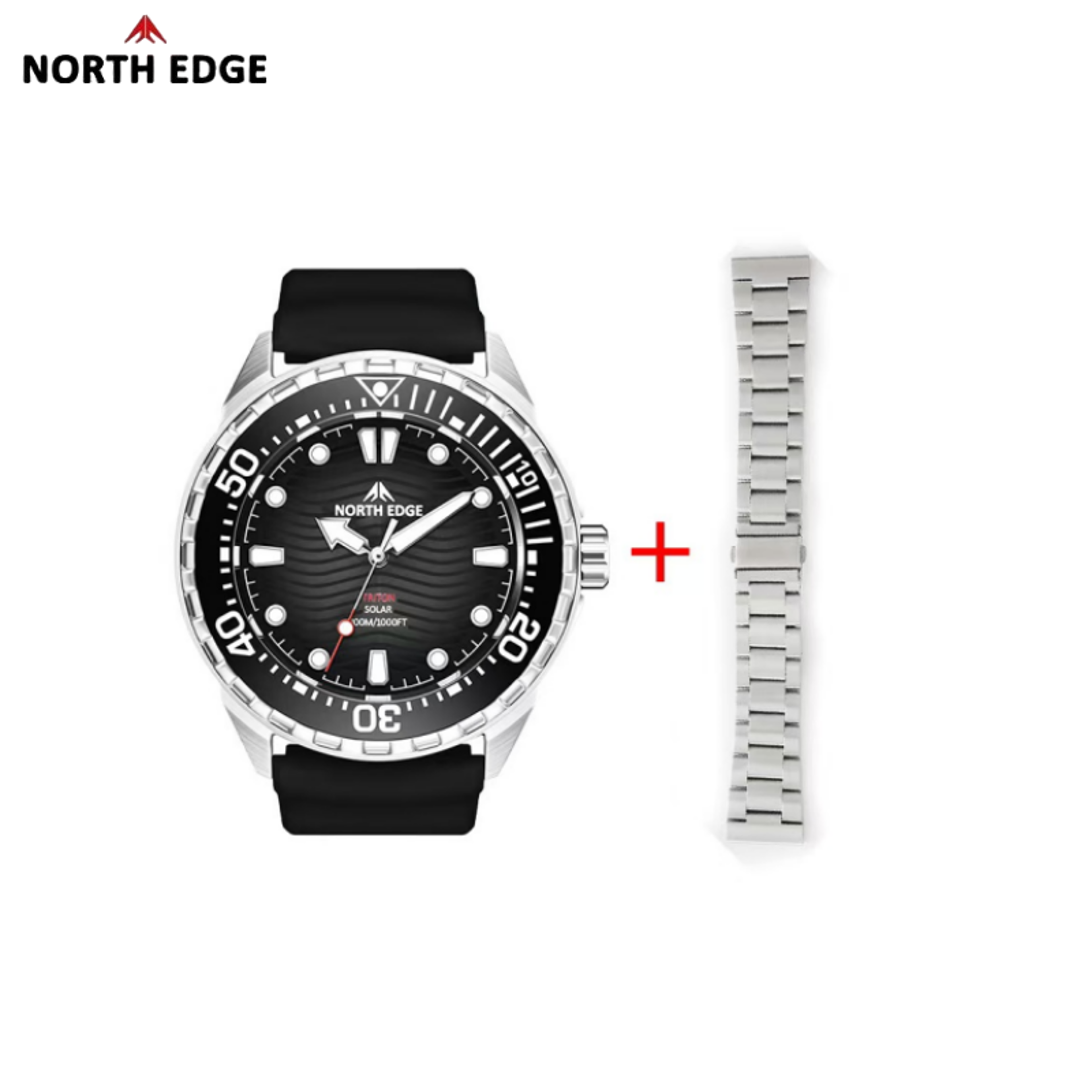 Solar Stainless Steel Dive Chronograph Watch Rotating Bezel 2