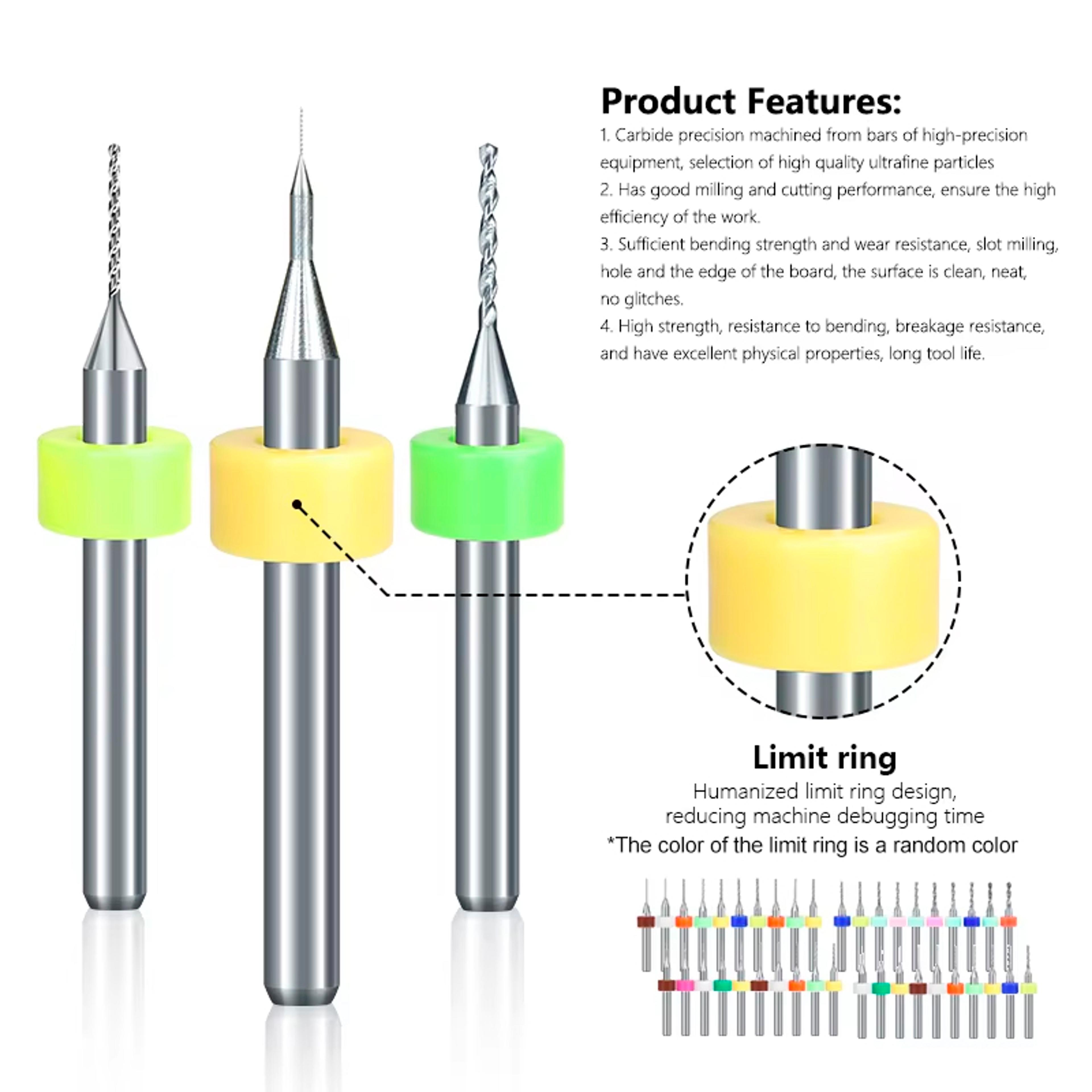 Import Carbide PCB Drill Bits Print Circuit Board Mini CNC Drilling Bit Set 12