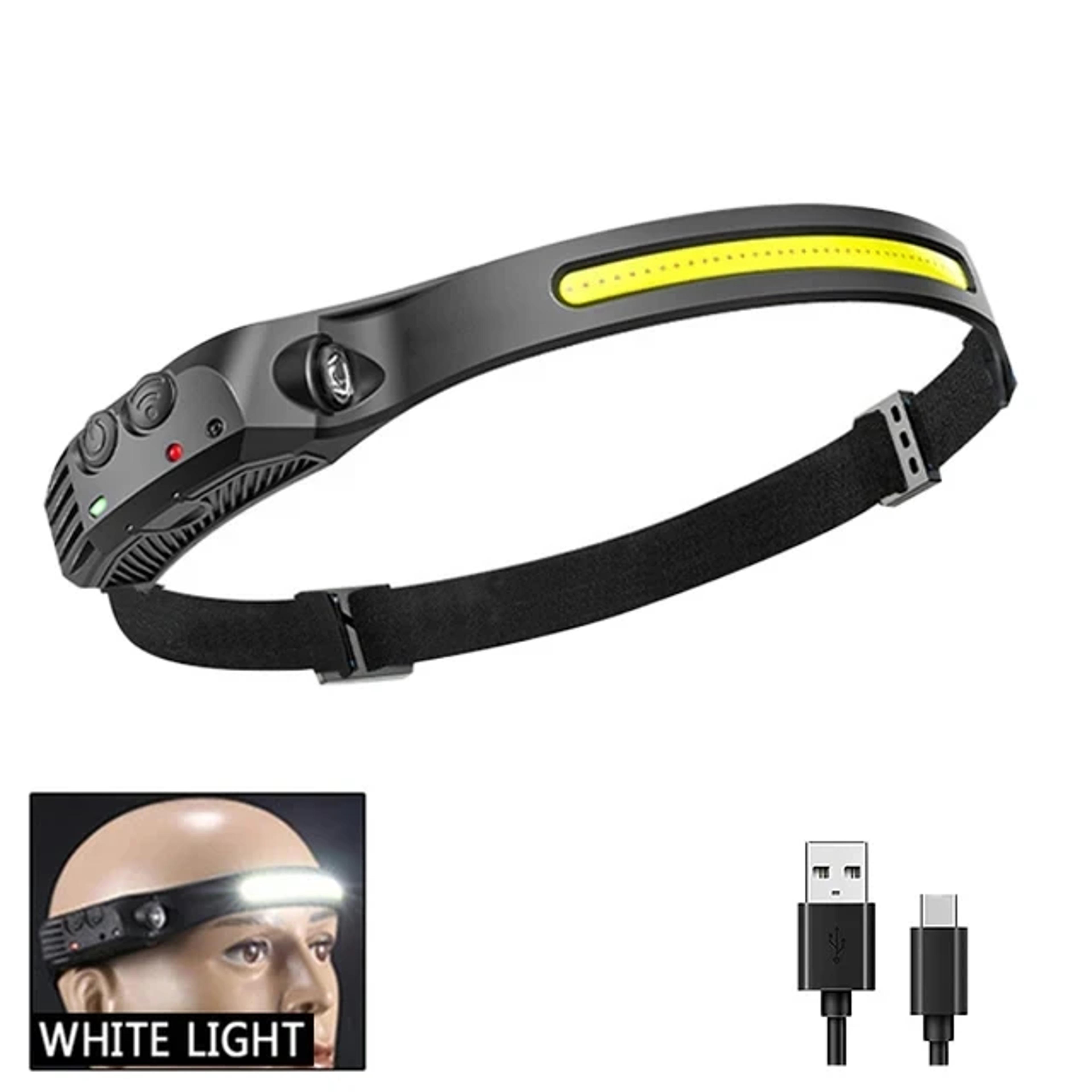 Smart Sensor LED Headlamp USB Rechargeable Waterproof Headlight 3