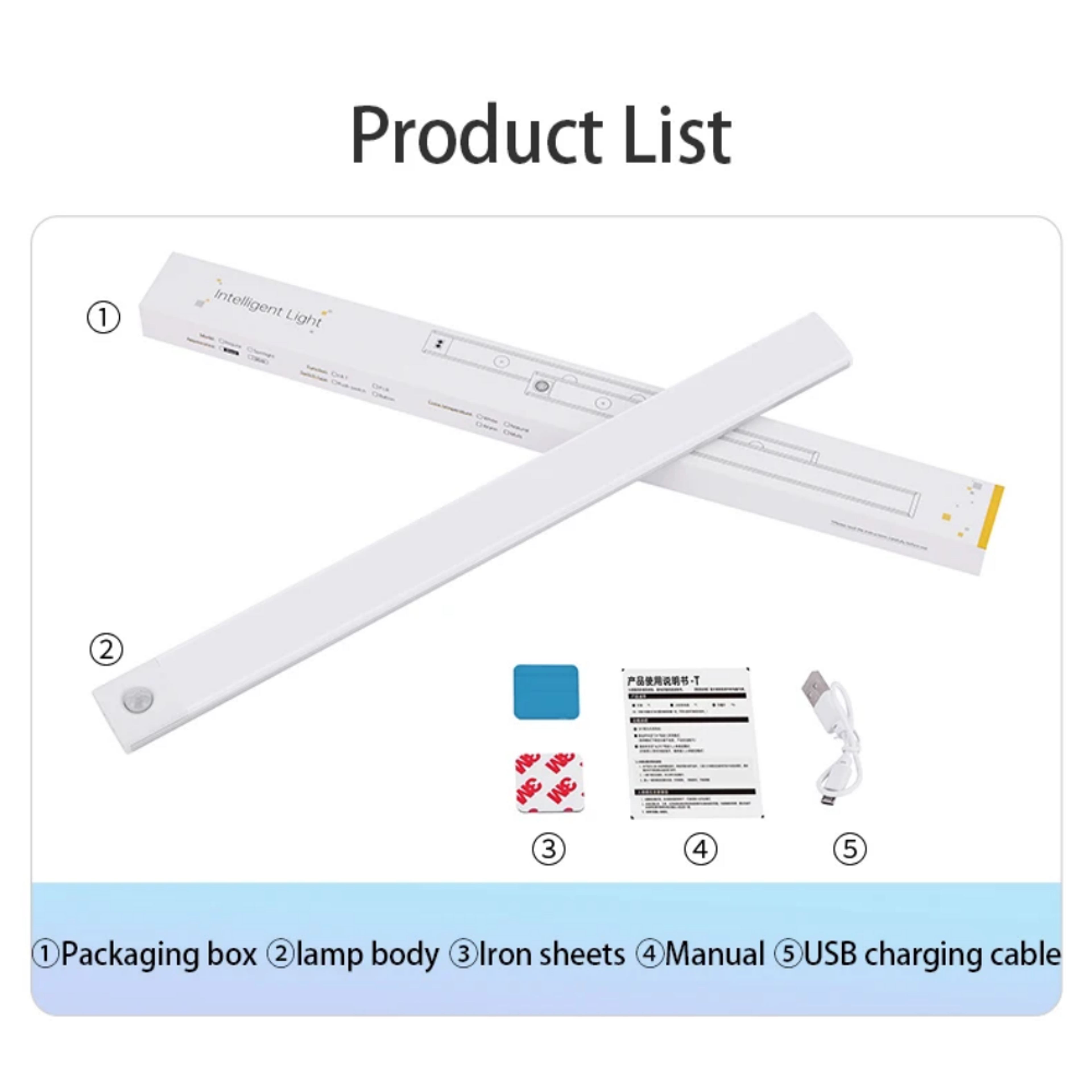 USB Rechargeable Motion Sensor Night Light Under Cabinet LED Lamp 12