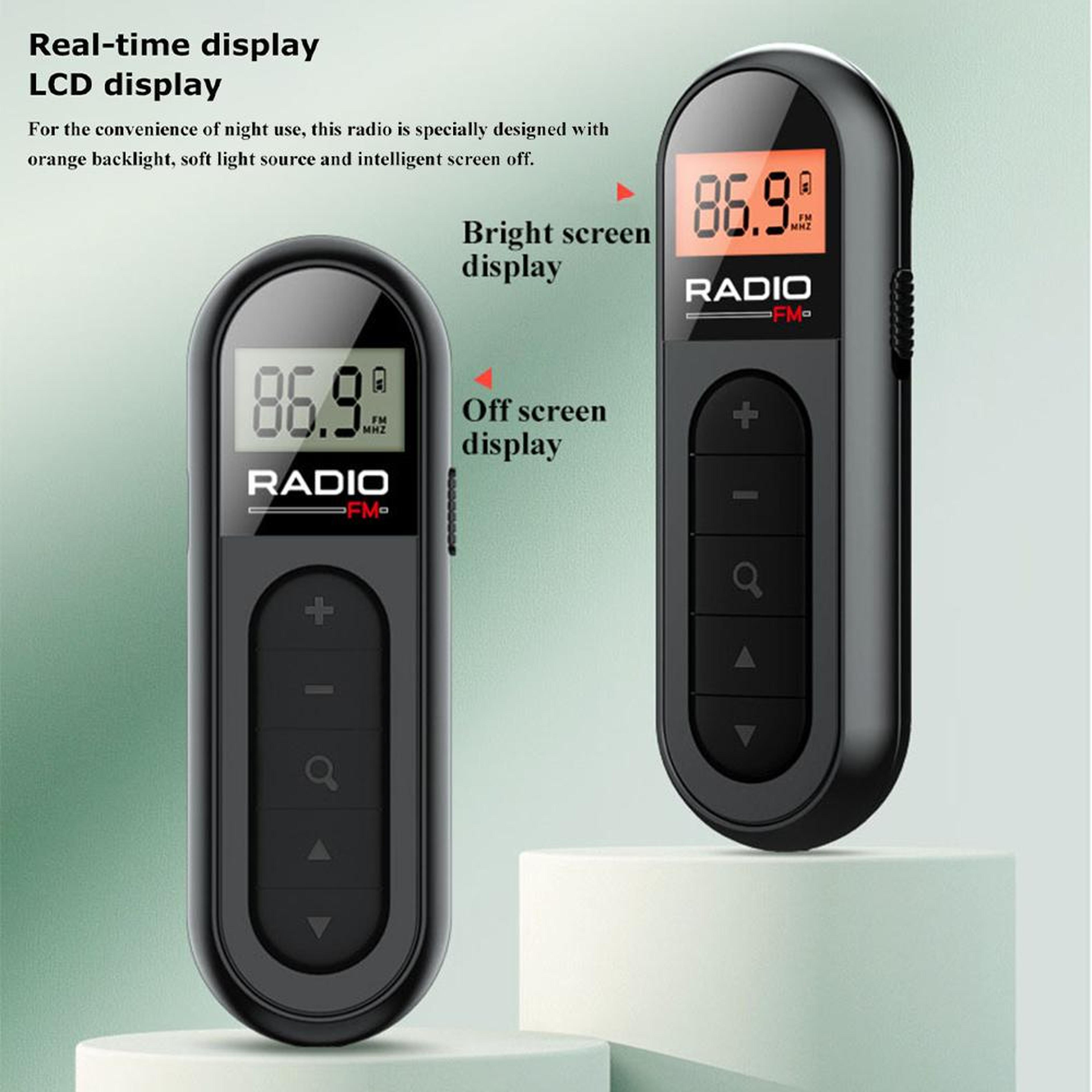 Mini Pocket Rechargeable FM Radio With Backlit LCD Display And 35mm Headphone Jack 3
