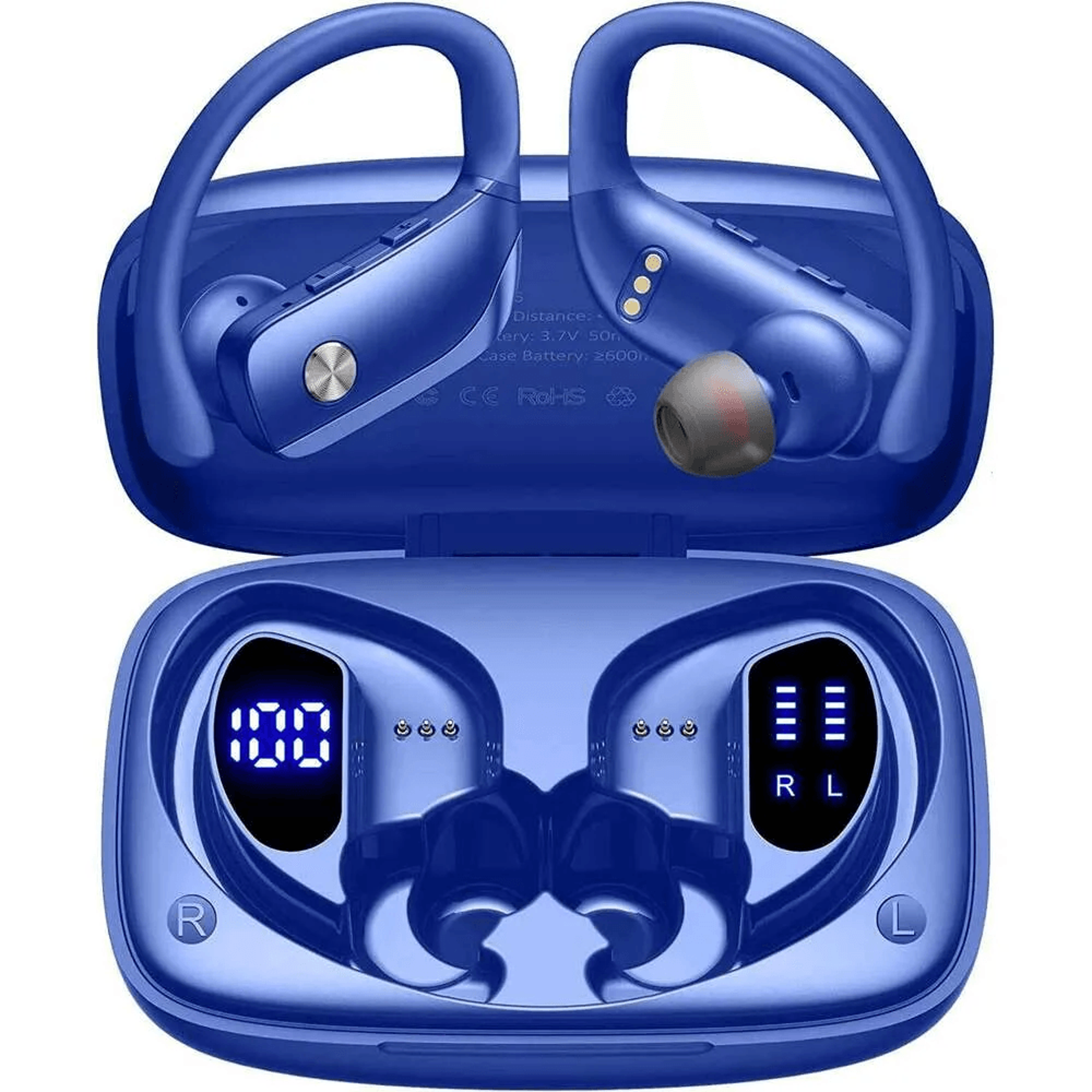 Wireless Bluetooth Sport Earbuds With LED Display And Secure Earhooks 0