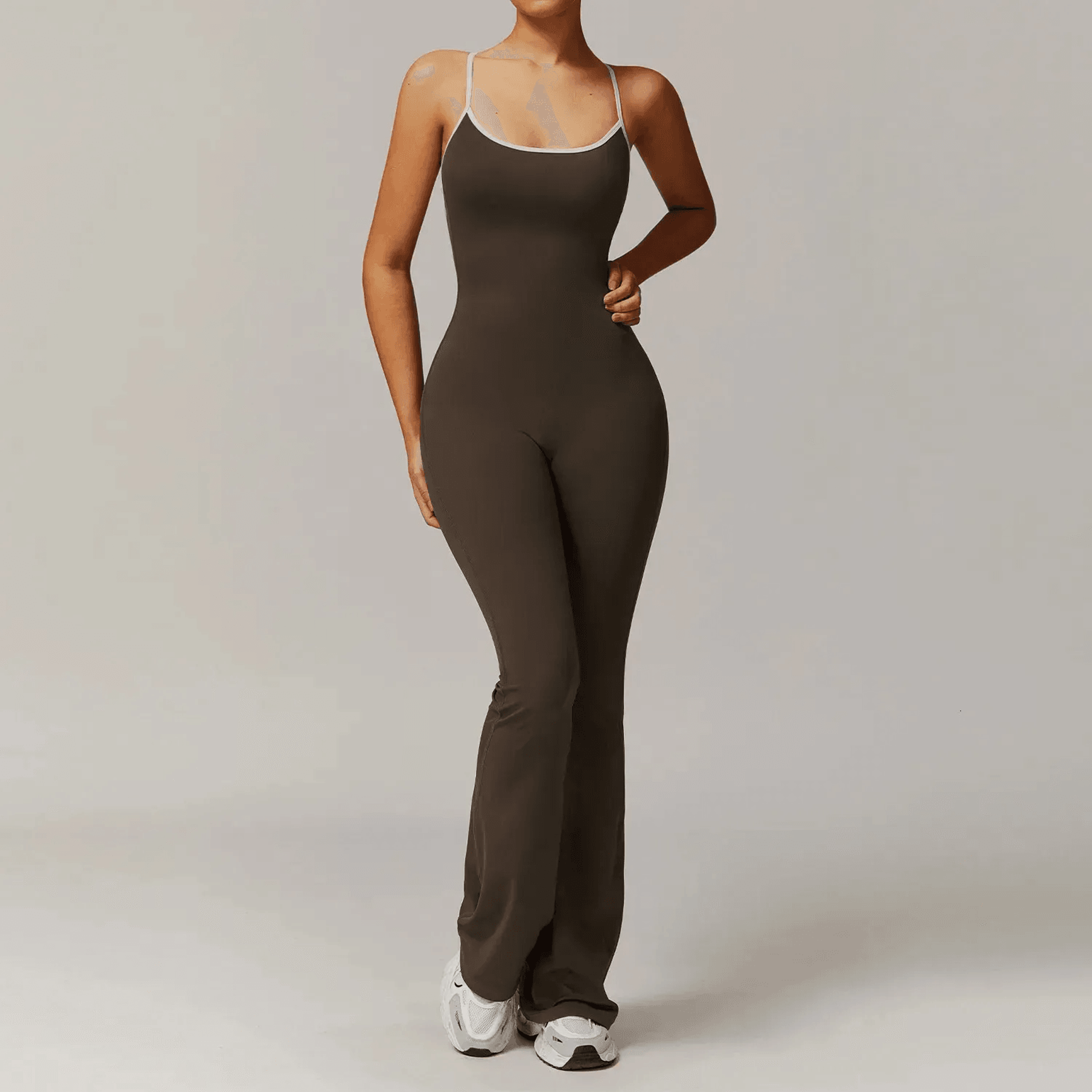 V Back Workout Jumpsuit Womens Stretch Yoga Romper Gym Bodysuit 3