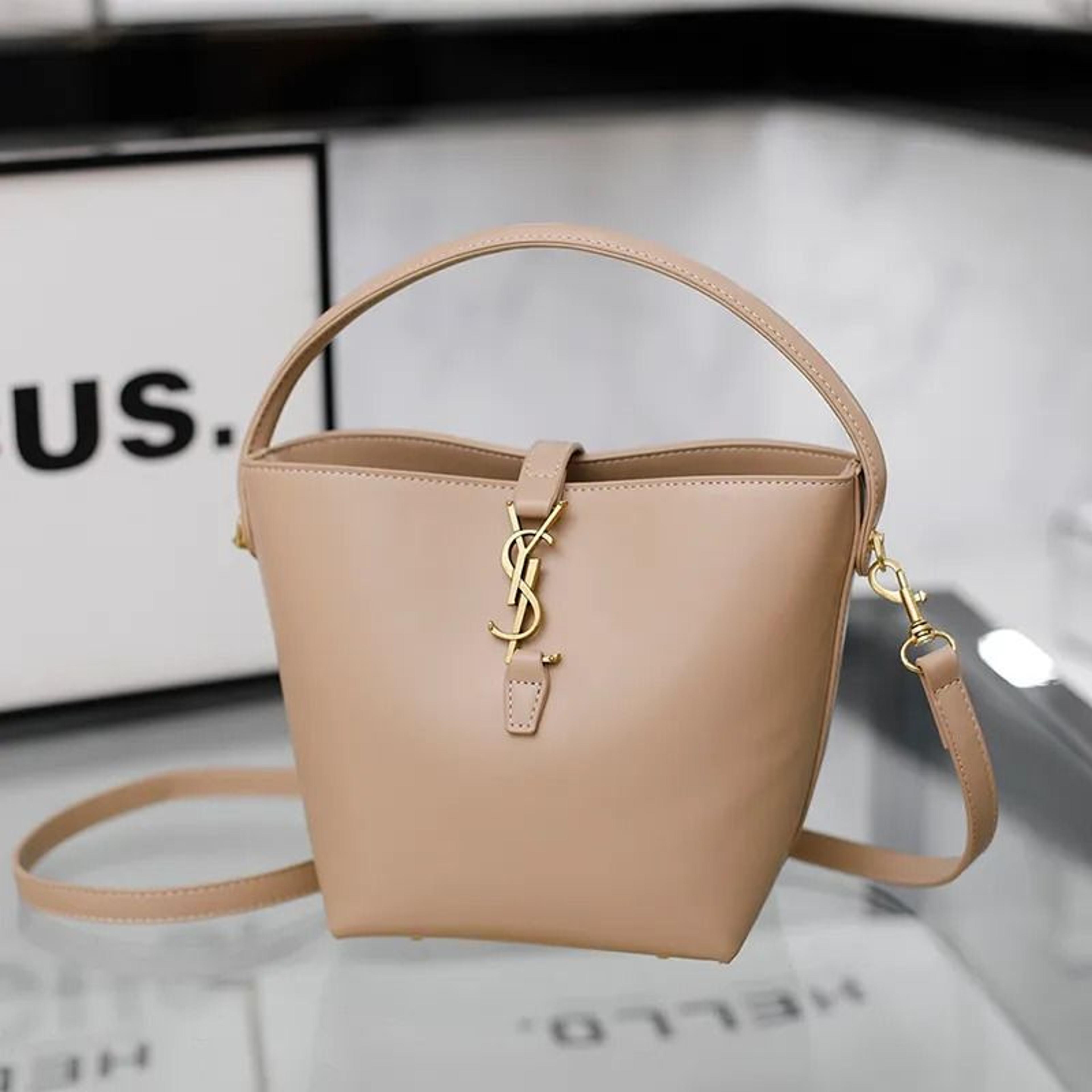 Soft Leather Bucket Bag Wide Strap Shoulder Bag For Women 3