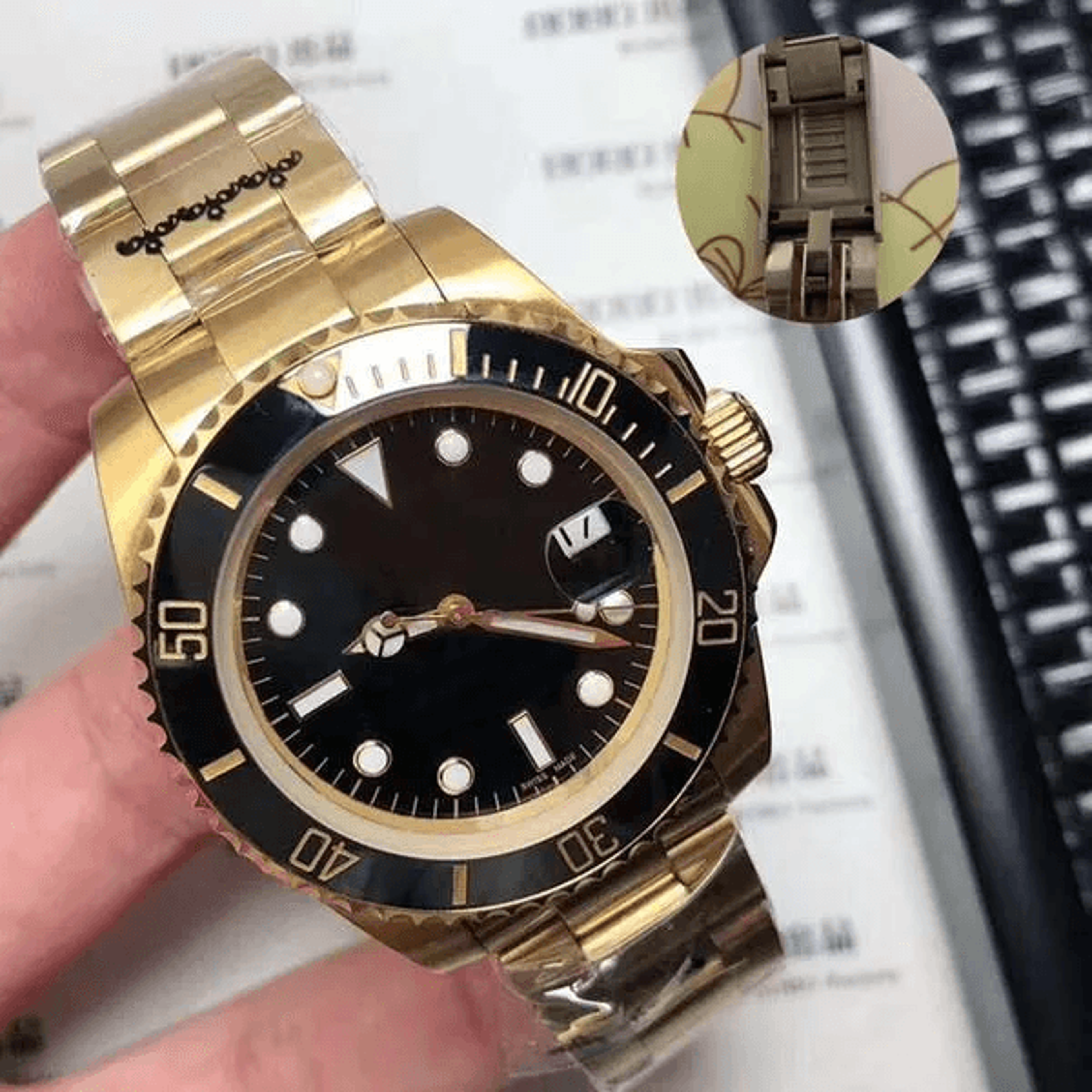 Green Dial Automatic Mechanical Watch With Ceramic Bezel Stainless Steel Bracelet 2