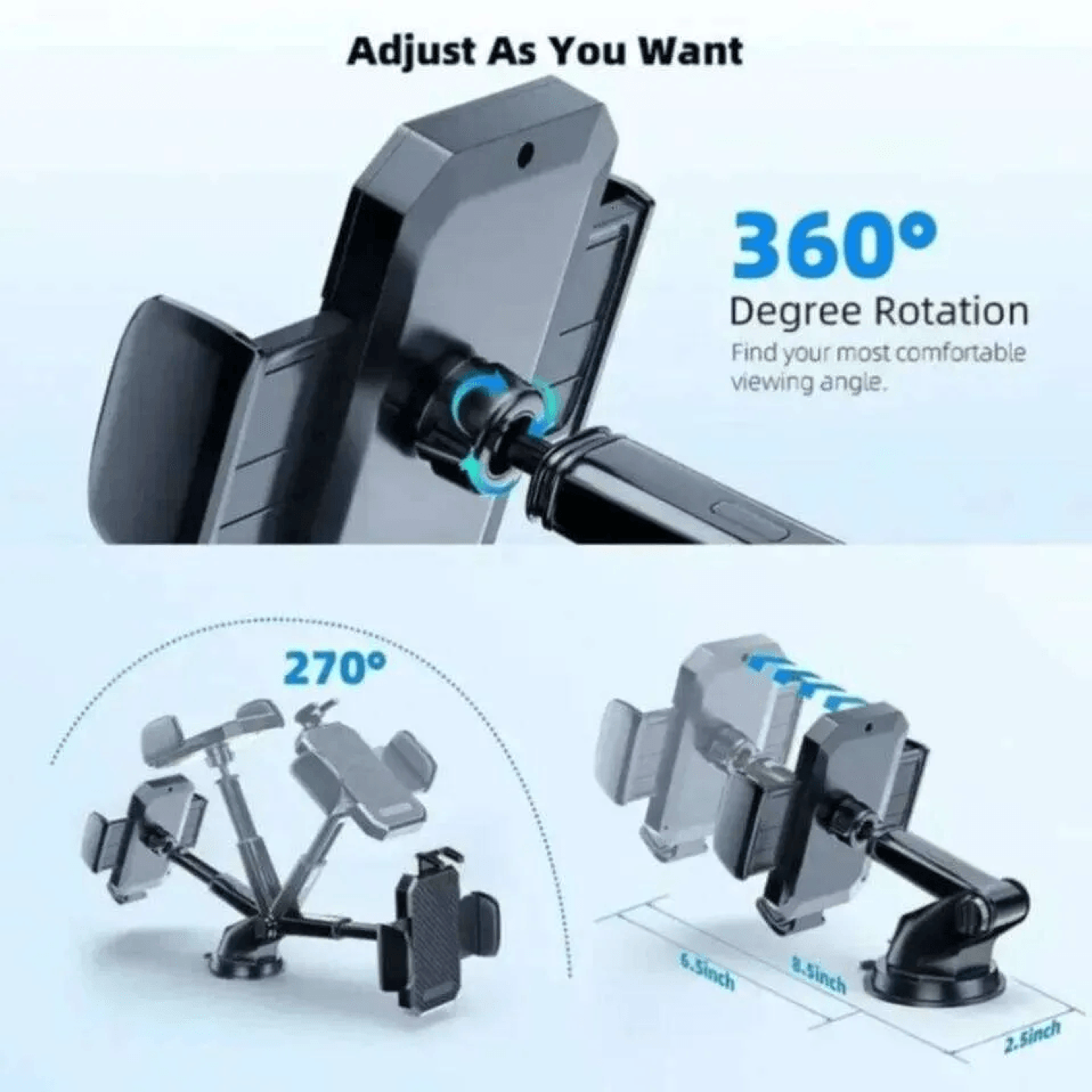 Adjustable Car Phone Mount Strong Suction Dashboard Windshield Holder 2
