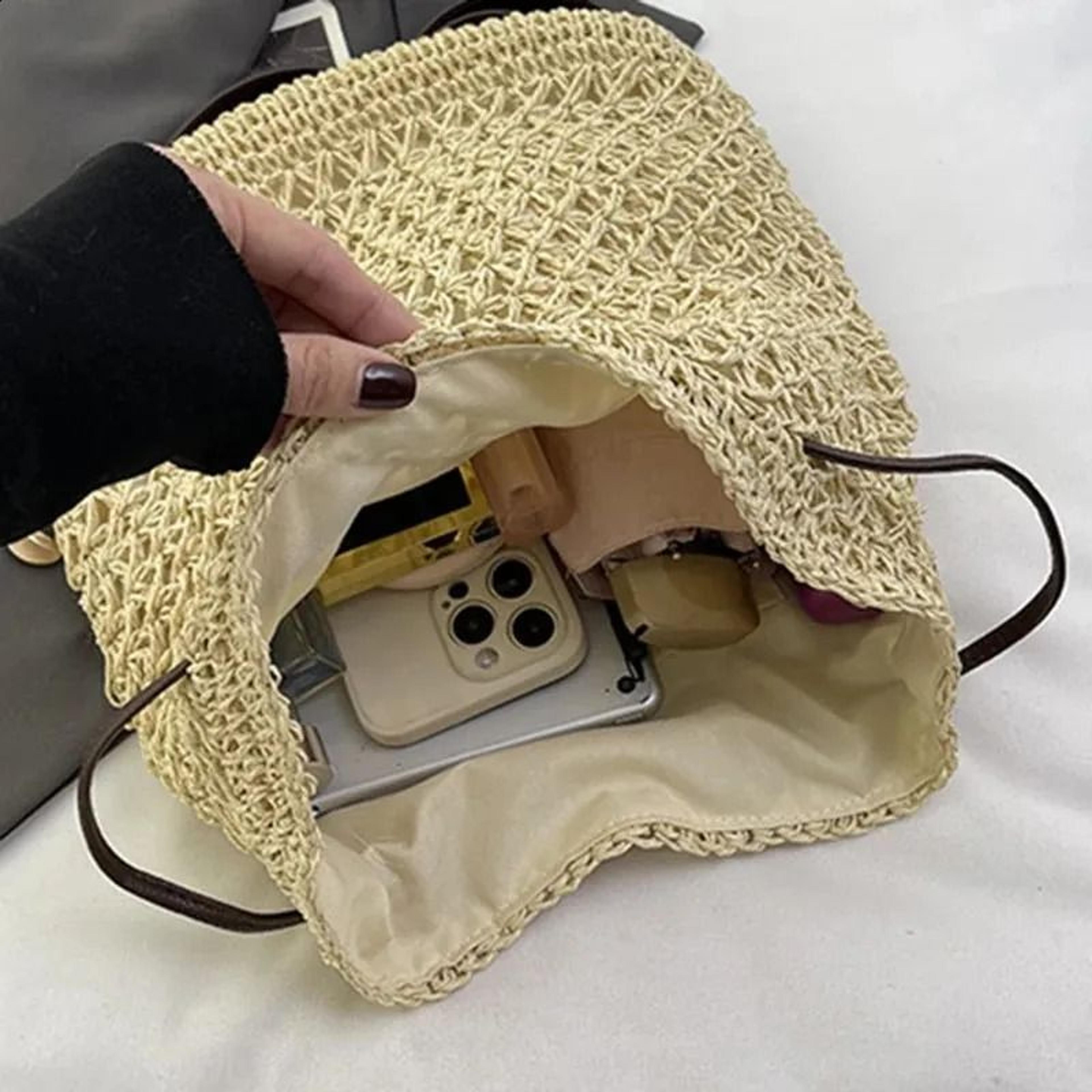 Boho Straw Backpack Woven Beach Bag Summer Crochet Backpack For Women 2