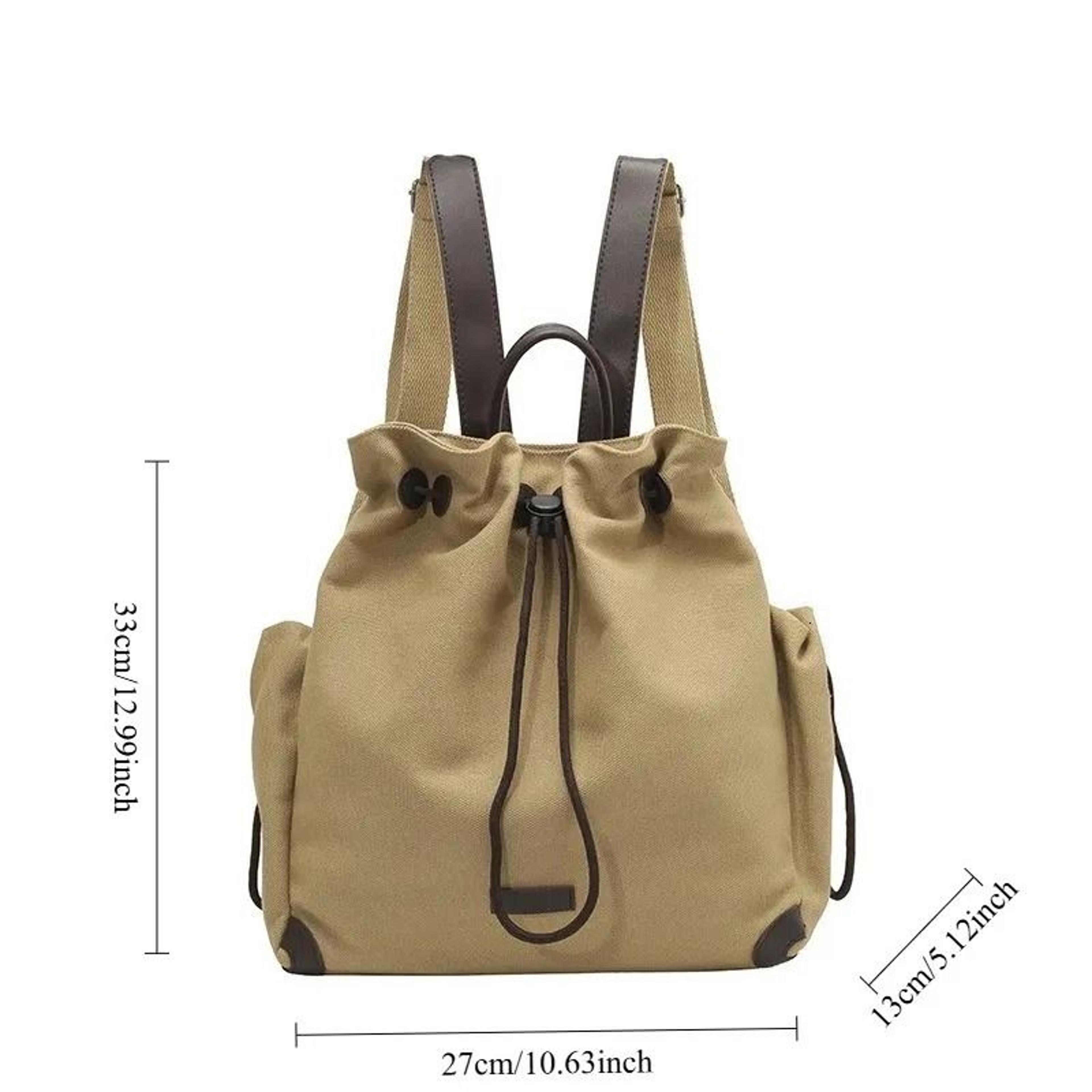 Canvas Drawstring Backpack Large Capacity Commuter Daypack 4