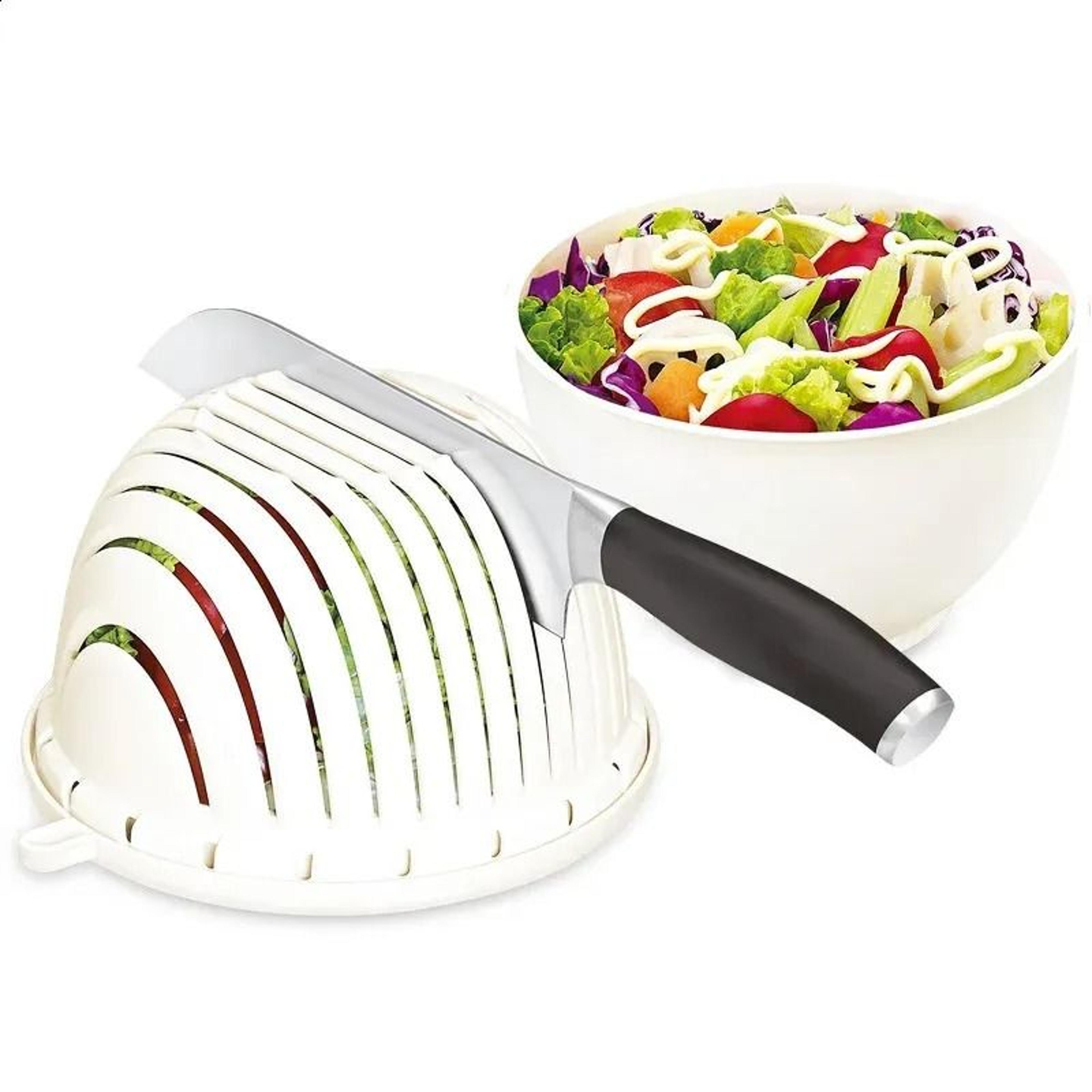 Ceramic Vegetable Slicer Salad Cutter Bowl With ABS Handle Vertical Grid Chopper 3