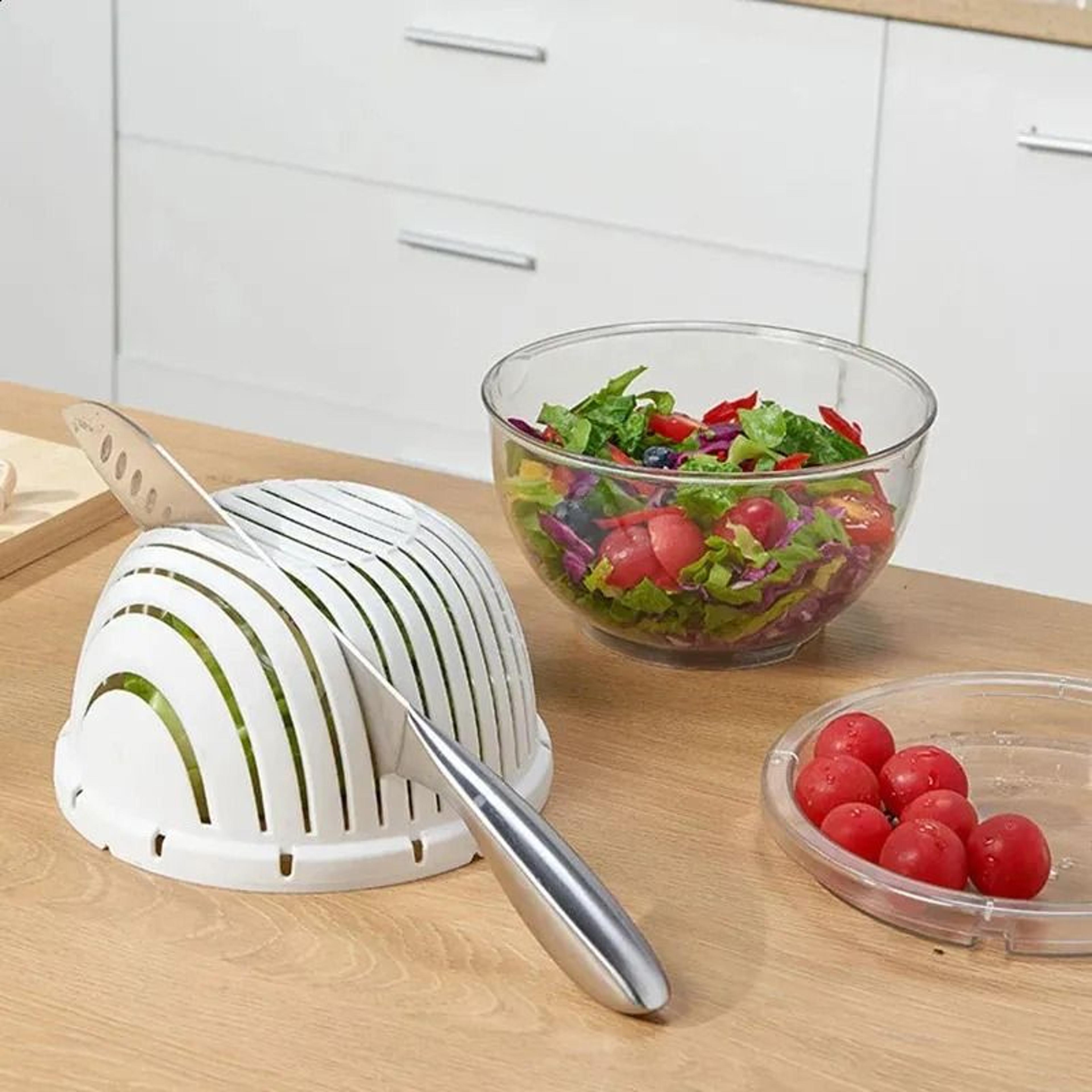 Ceramic Vegetable Slicer Salad Cutter Bowl With ABS Handle Vertical Grid Chopper 1