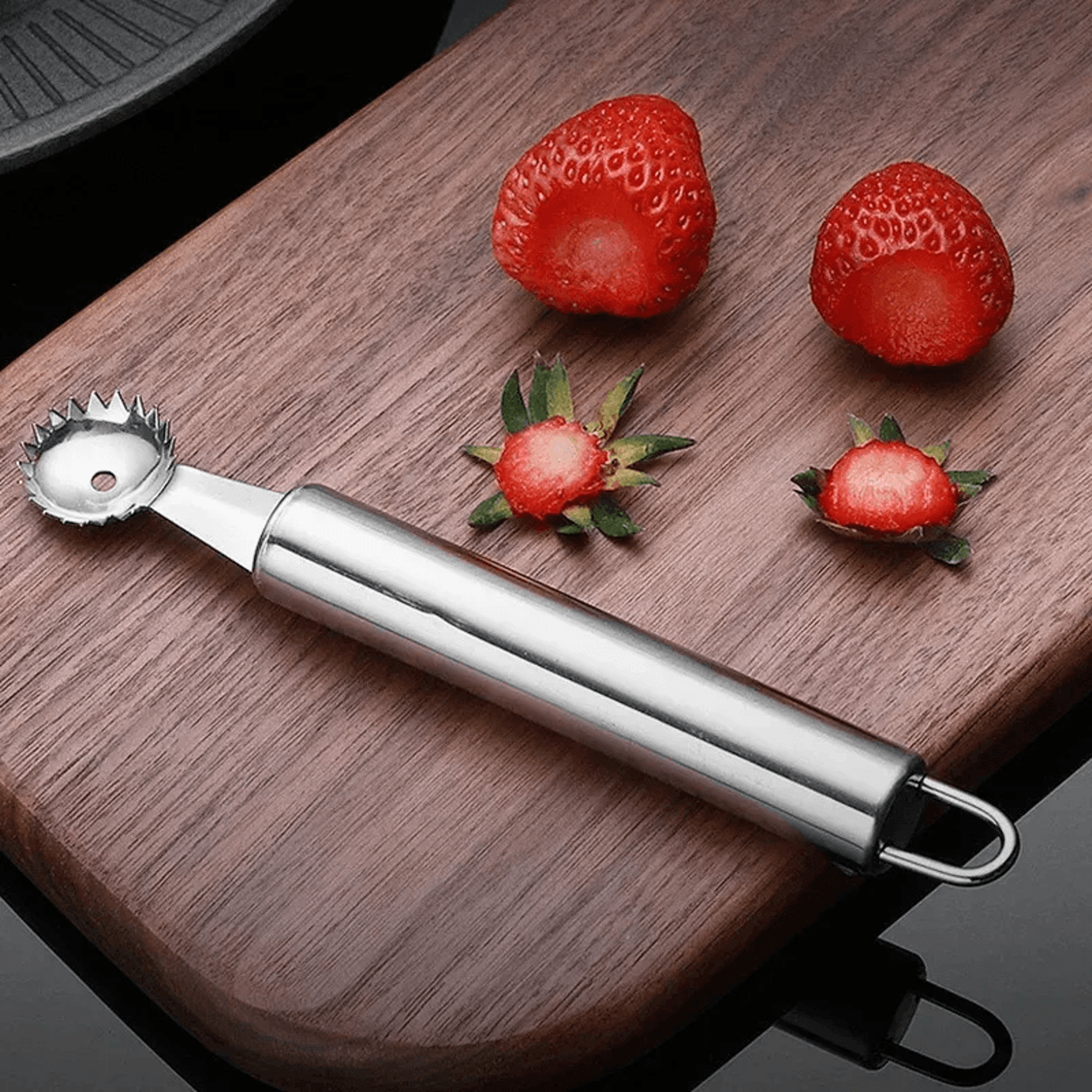 stainless steel strawberry huller fruit stem remover and berry corer