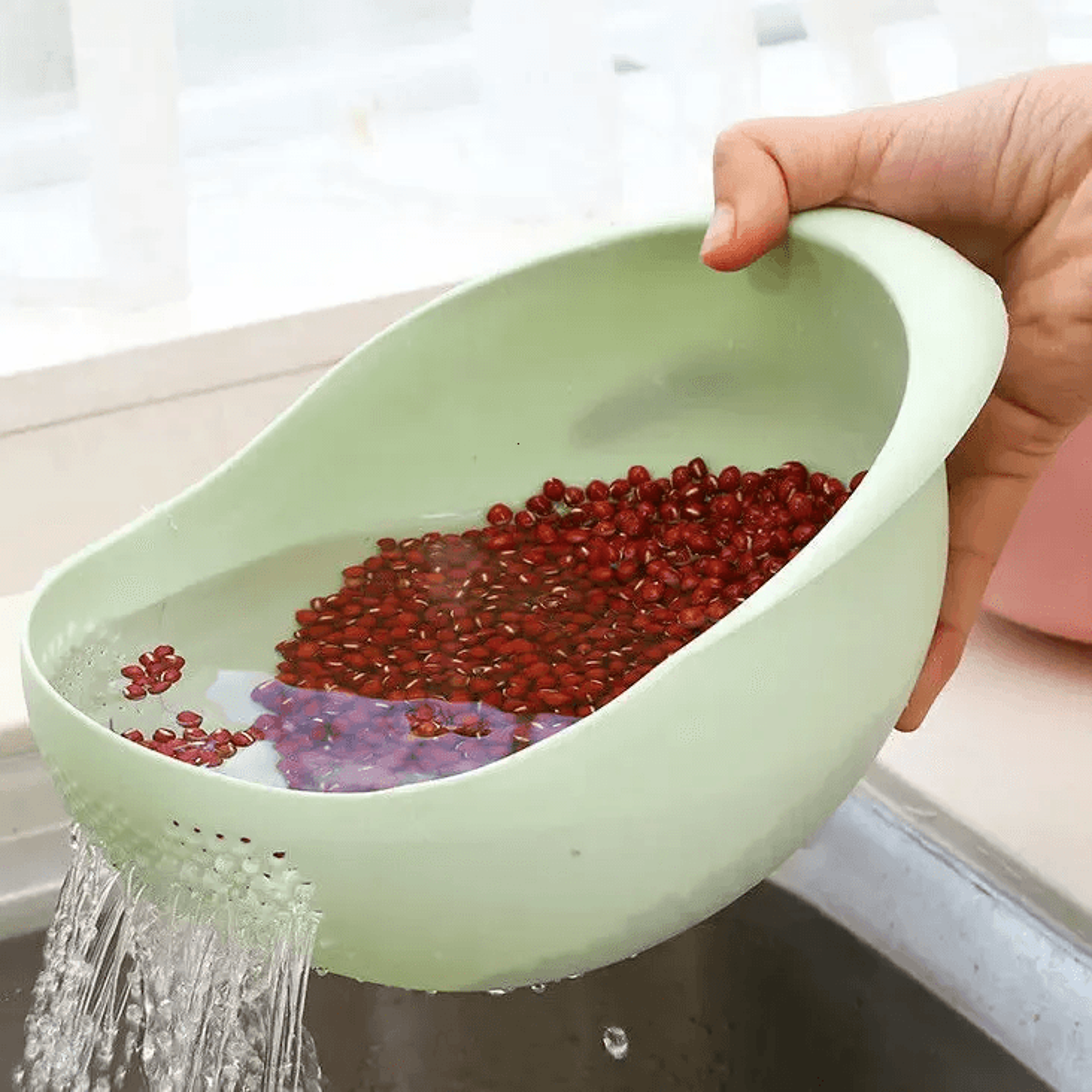 Multipurpose Plastic Drain Basket With Handle For Rice Fruit And Kitchen Washing 2
