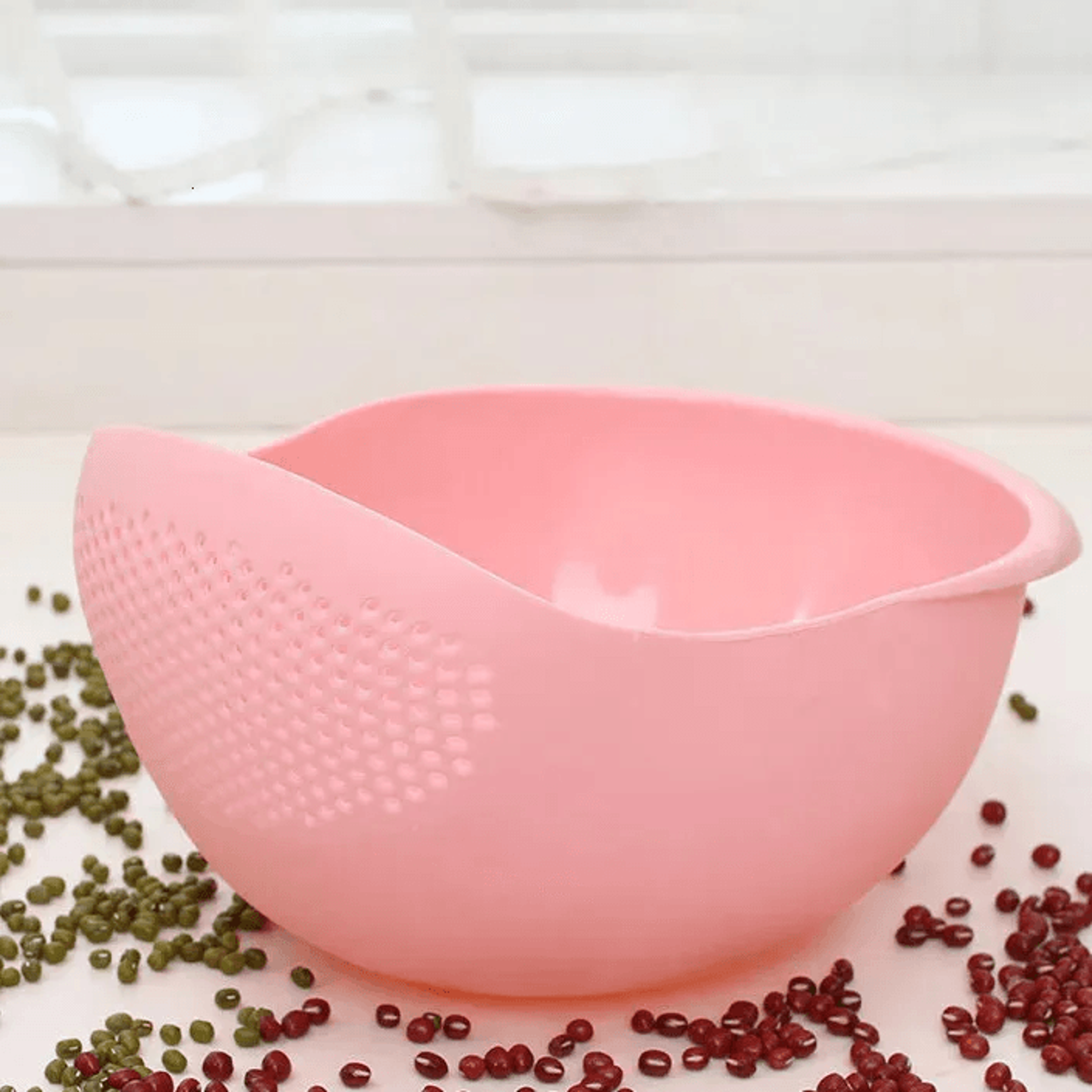 Multipurpose Plastic Drain Basket With Handle For Rice Fruit And Kitchen Washing 1