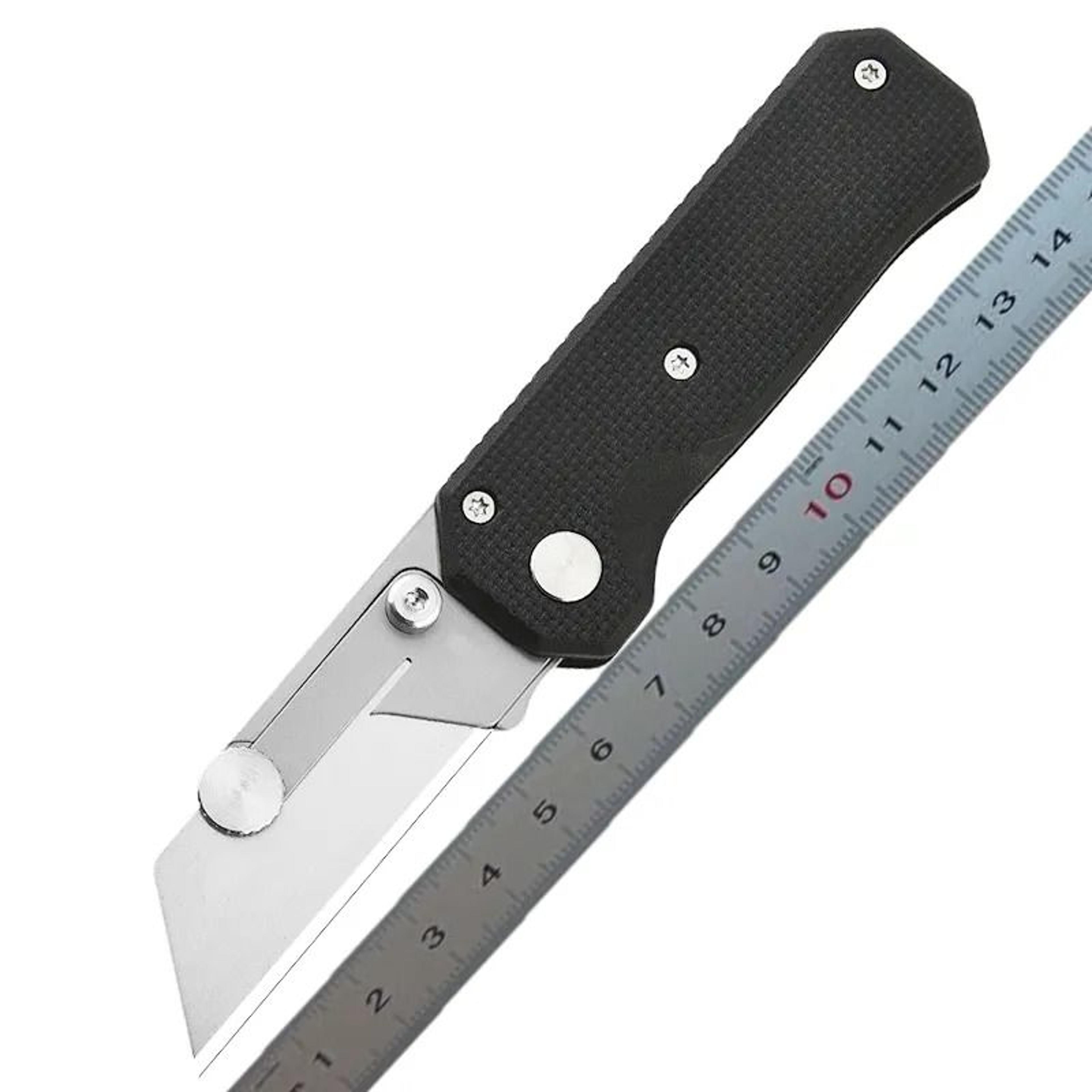Titanium Coated Tanto Pocket Utility Knife GRN Handle Folding EDC Tool 4