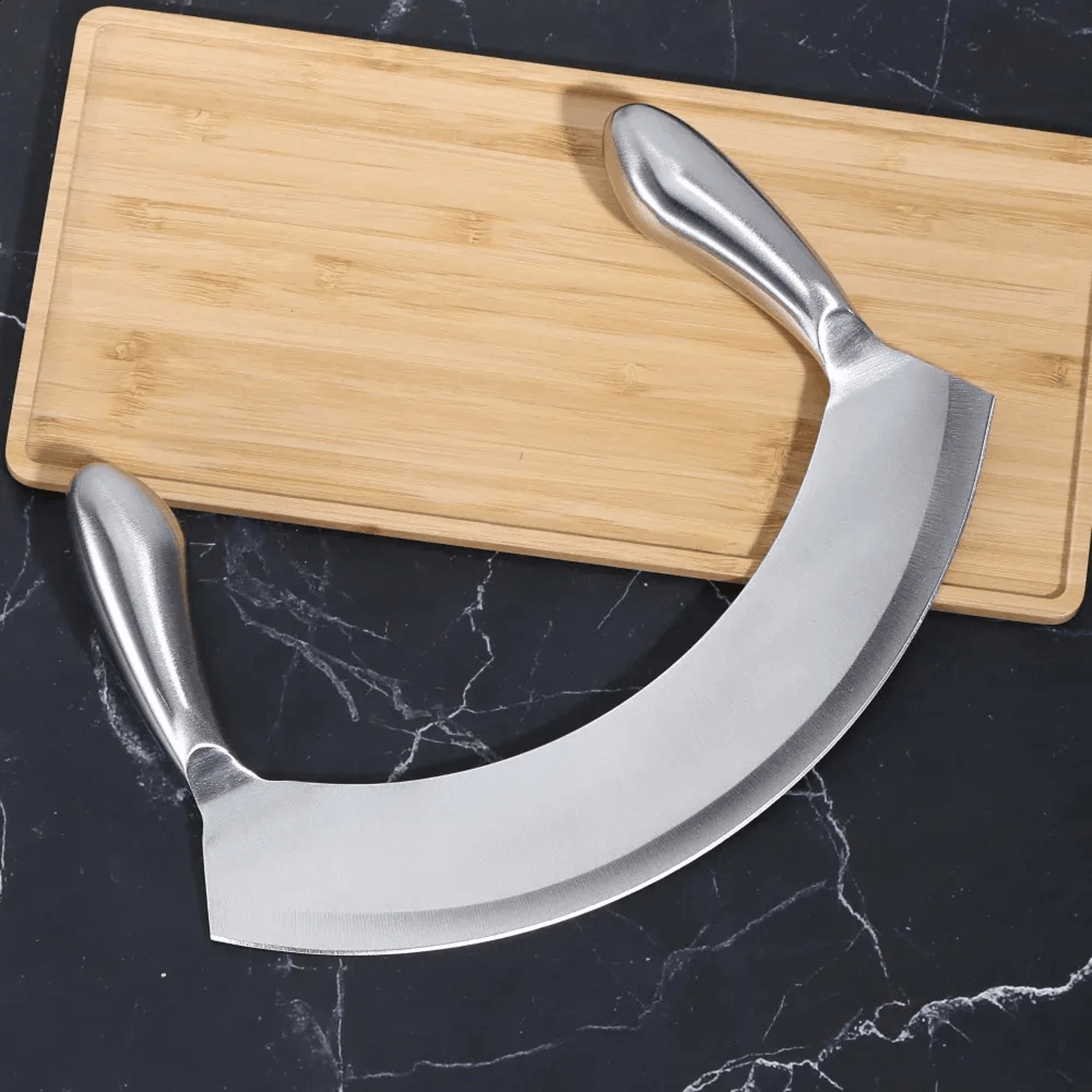 stainless steel mezzaluna herb mincer salad chopper