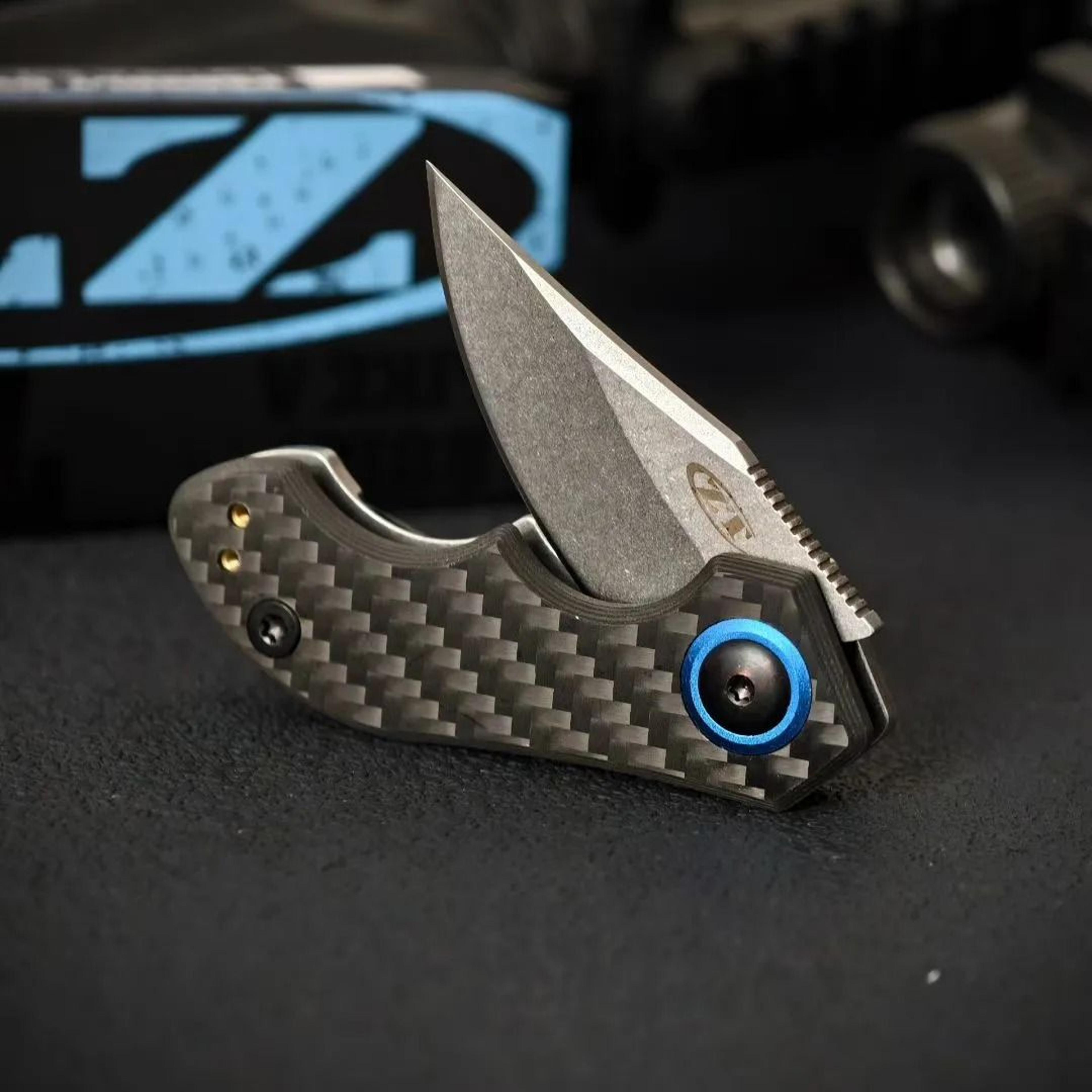 Mini CPM Flipper Knife Carbon Fiber Titanium Handle 1